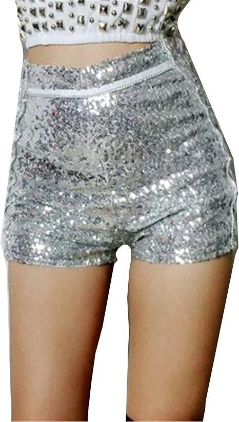 WLITTLE Silber Pailletten Hohe Taille Shorts, Bar Dance Kostüme, Jazz Dance  Hip-Hop Bühnenkostüme : Amazon.it: Abbigliamento