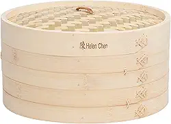 Helen's Asian Kitchen 97010 Vaporizador de alimentos com tampa, 30,5 cm, bambu natural