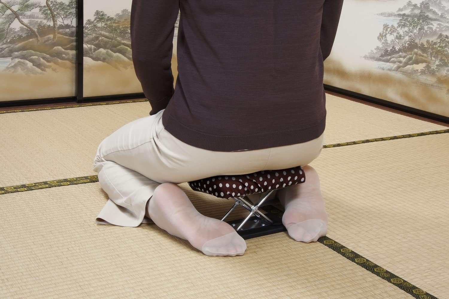 Amazon.co.jp: irumon 楽々正座いす ドット柄 折りたたみ 携帯用 法事