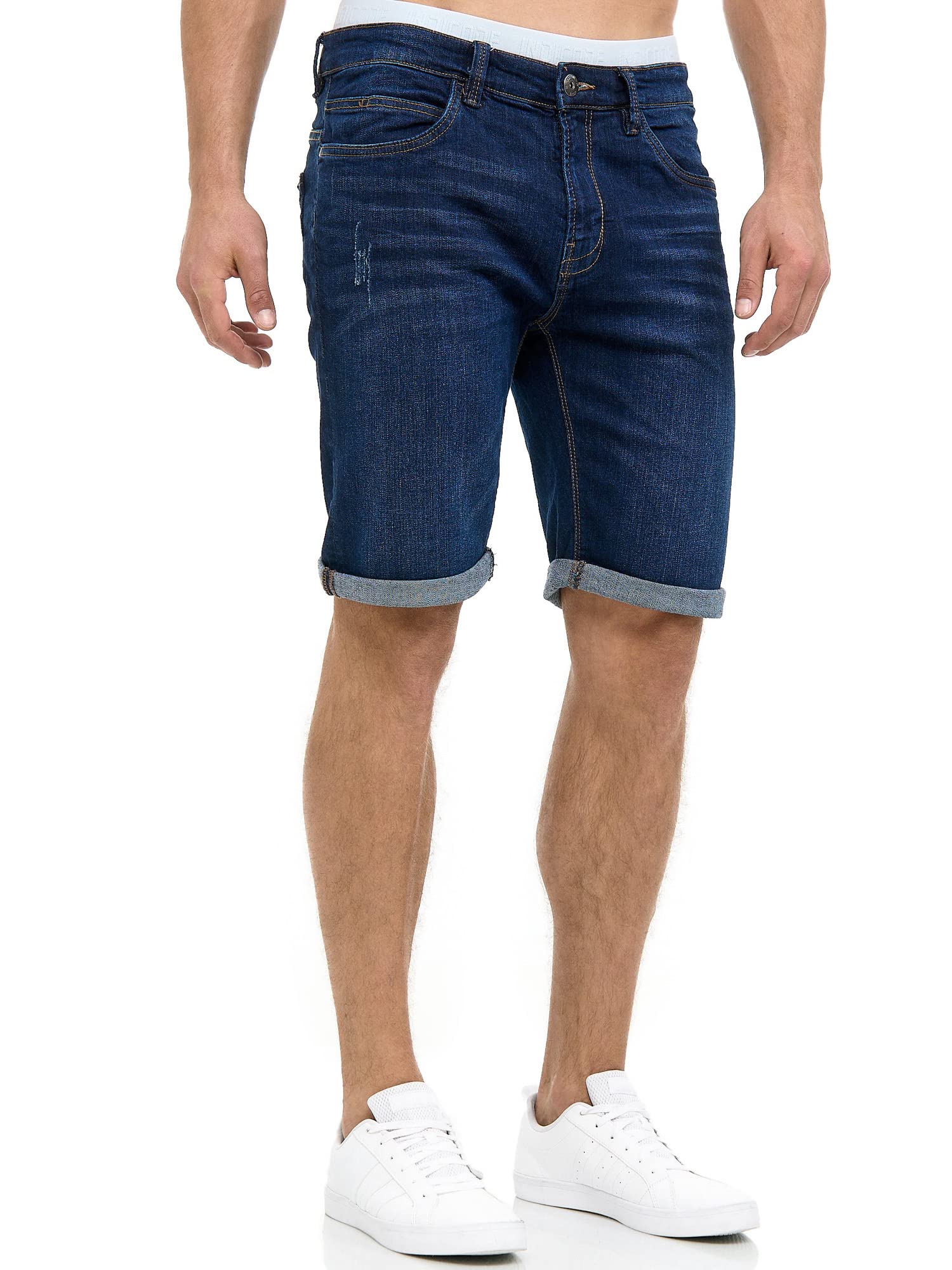 Indicode Hombres Caden Jeans Shorts | Pantalones Cortos Vaqueros con 5 Bolsillos