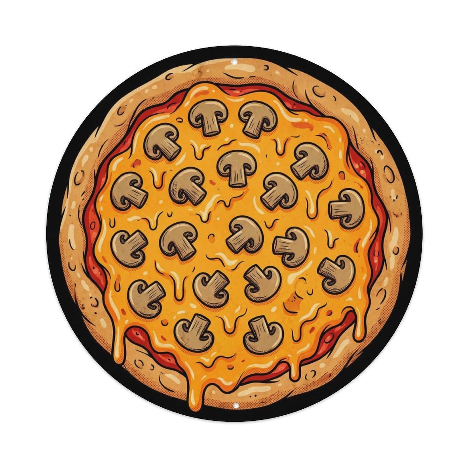 Huiyhb 8X8inch(20X20cm) Vintage Pizza Slice Cheese Mushroom Metal Tin Sign