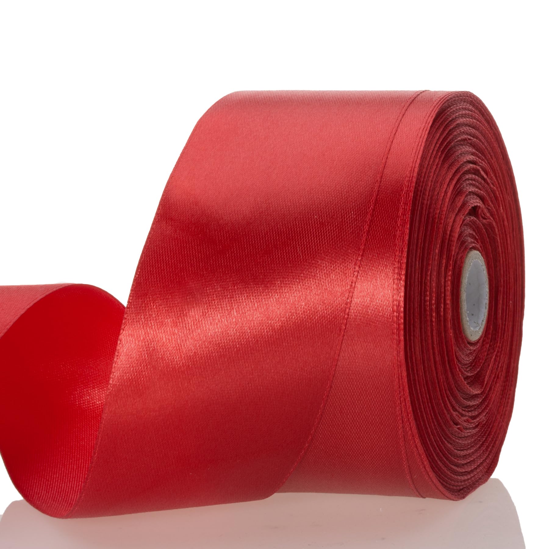 YASEO Nastro di raso rosso a tinta unita, 50 m, per confezioni regalo, bouquet floreali, decorazioni per feste di nozze