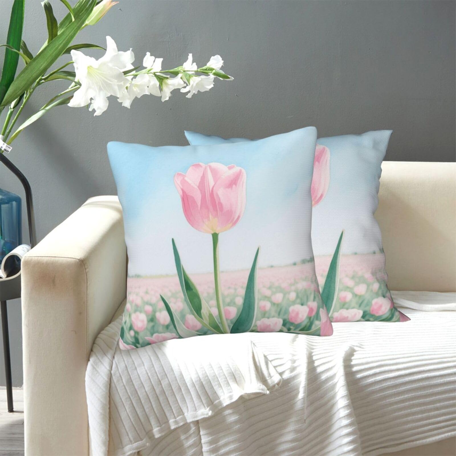 FekiLoot Decorative Throw Pillow Covers Modern Farmhouse Pillowcase Double Sided Cozy Cushion Cover for Sofa Couch Bed 16"X16" Flowers