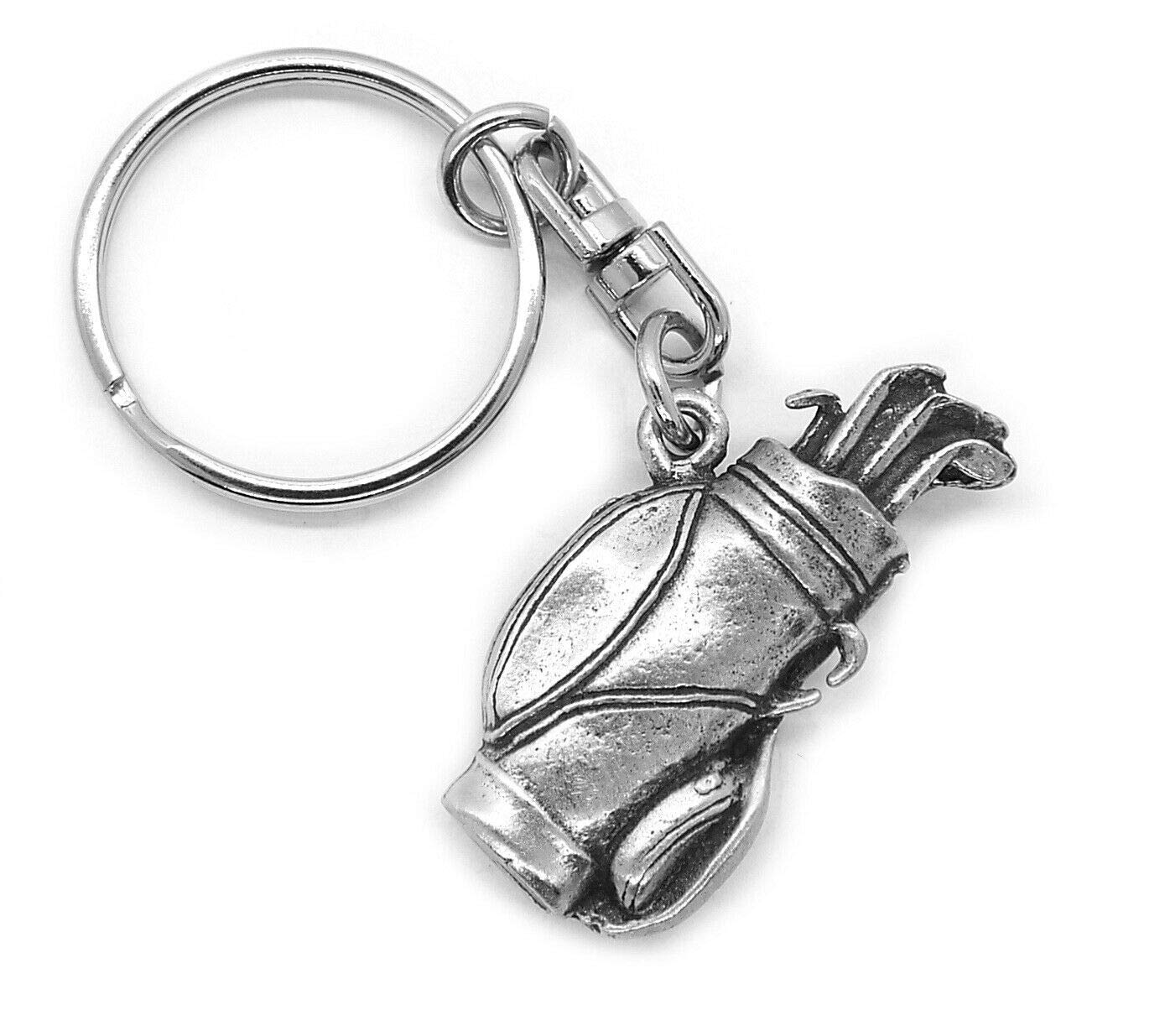 Pewter Keychains Silver Fine Pewter Golf Bag Keyring With Gift Pouch