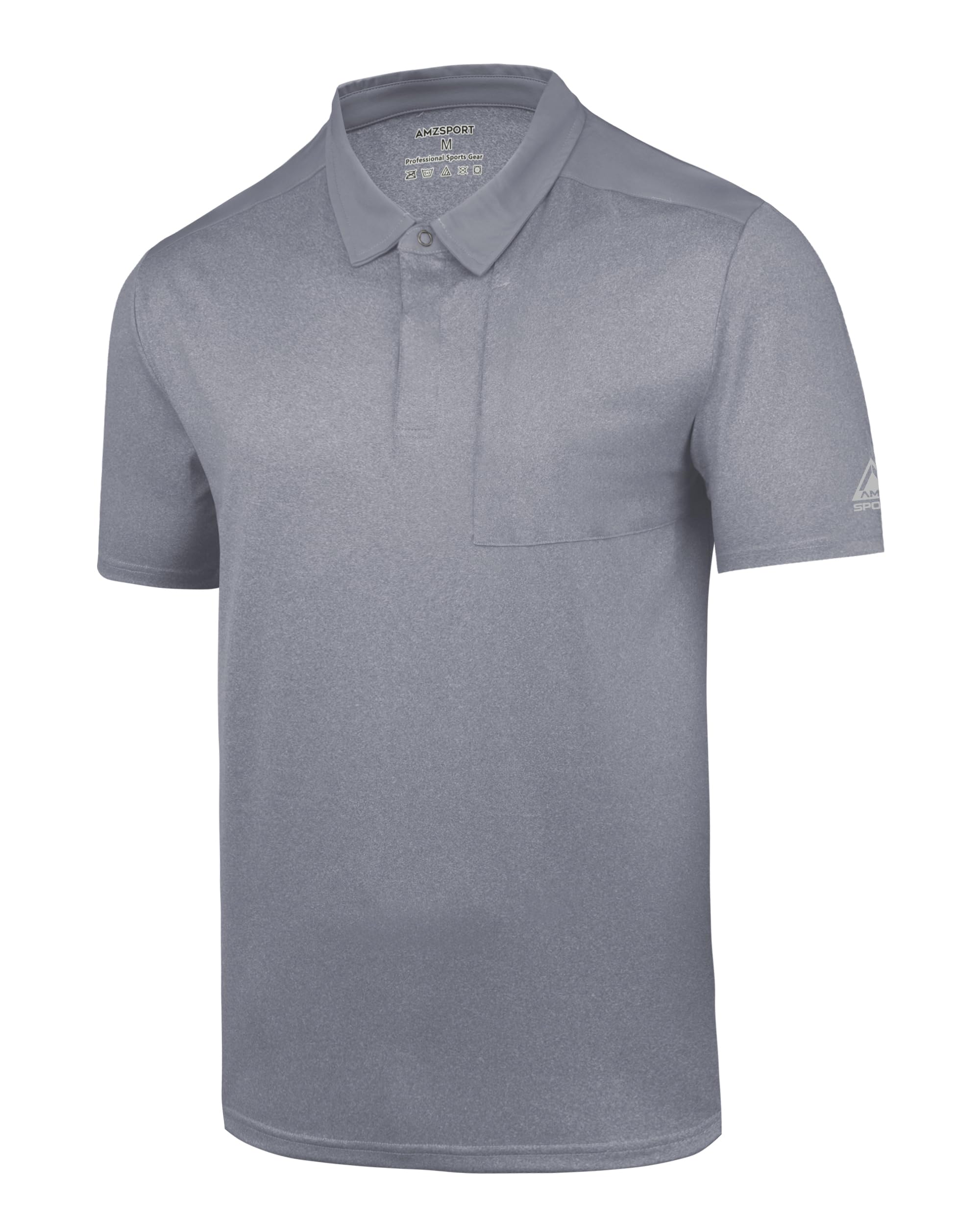 AMZSPORT Polos Manga Corta Hombre con Bolsillo Secado Rápido Transpirable Camisas Trabajo Hombre Verano Deporte Camiseta