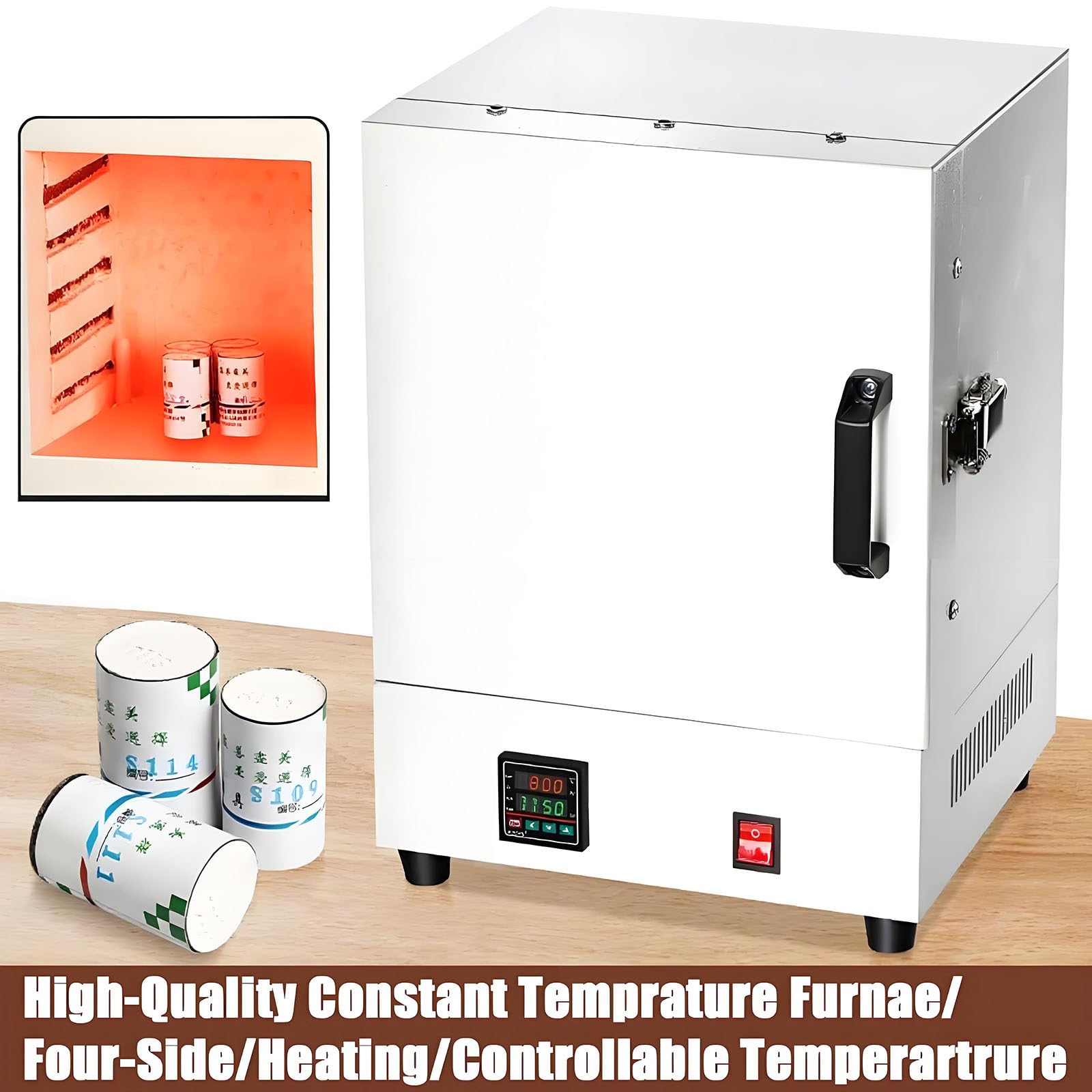 Horno Industrial para Fundición De Joyas De 2000 W. Incluye Moldes De Yeso, Pinzas Y Guantes. Temperatura Ajustable De 0 a 1150 °c. Ideal para Proyectos De Bricolaje