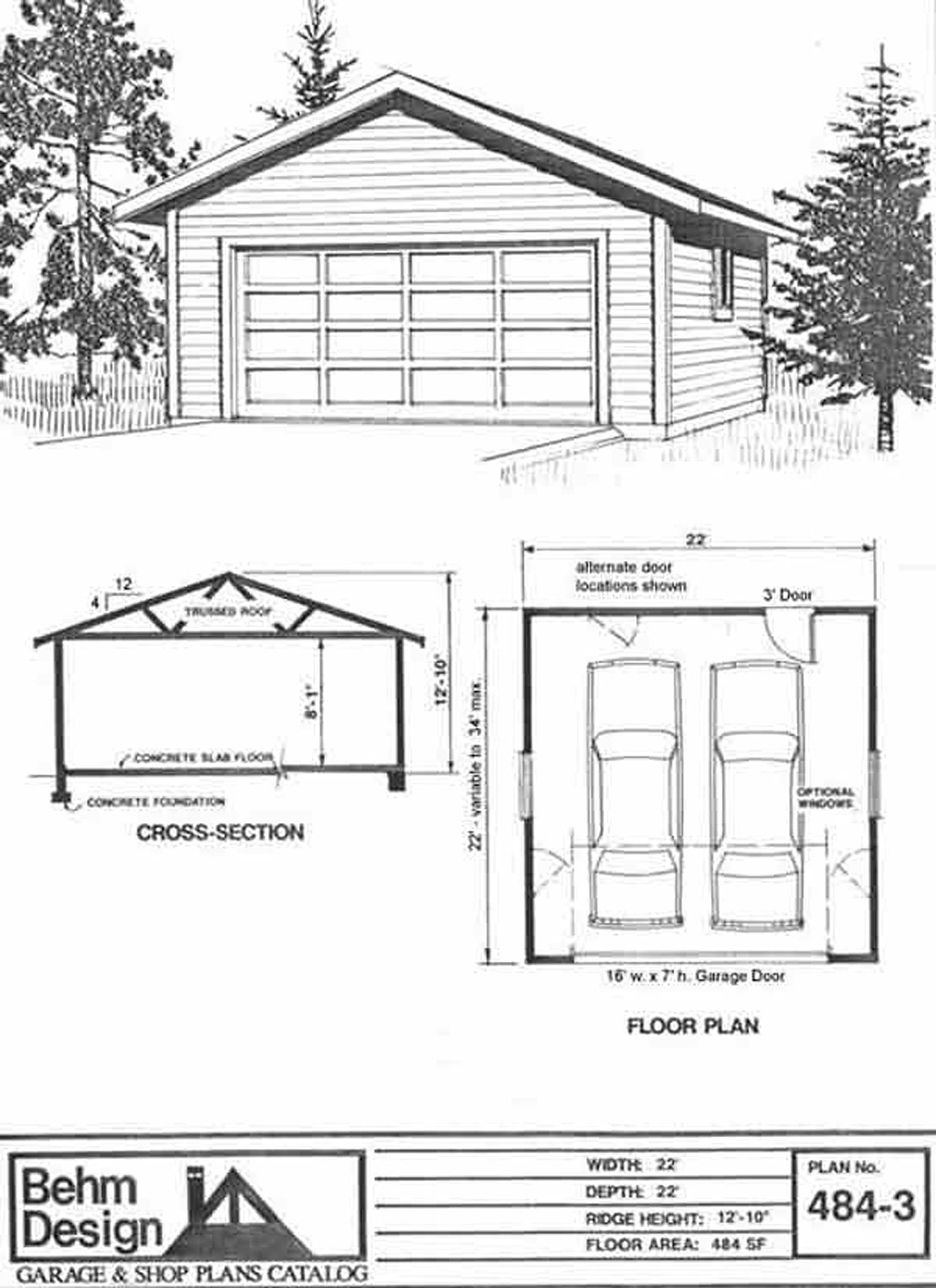 Basic Two Car Garage Blueprints