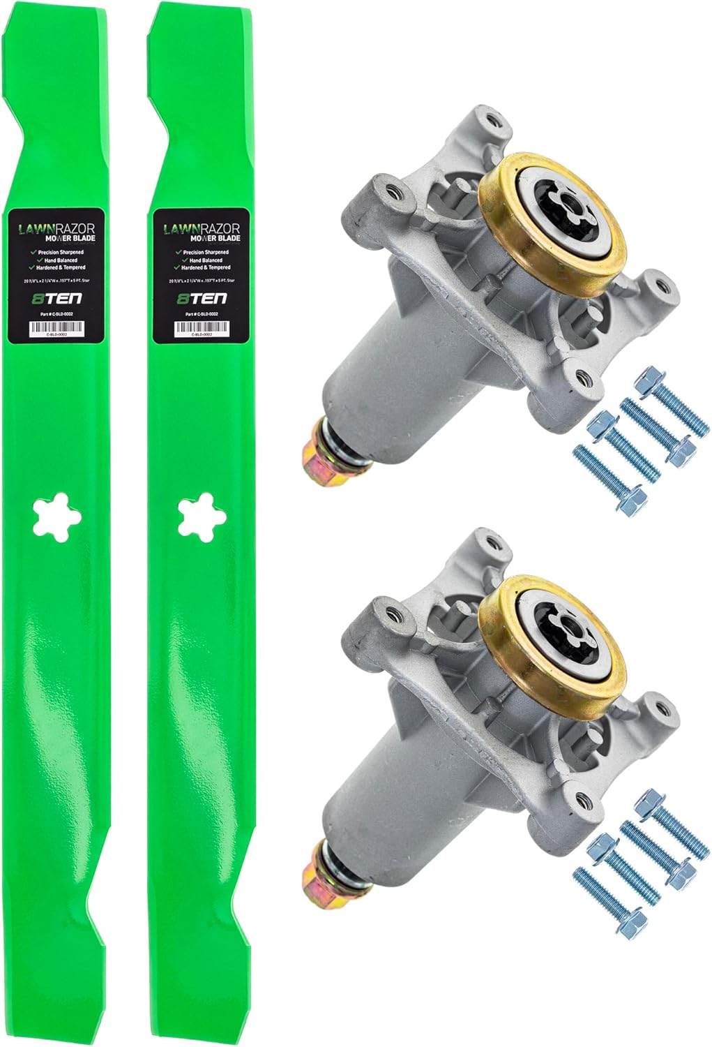 8TEN Spindle Blade Kit for Ariens 21549012 AYP 138971 532138971 187292 Husqvarna 587125401 42 inch Deck Medium-Lift