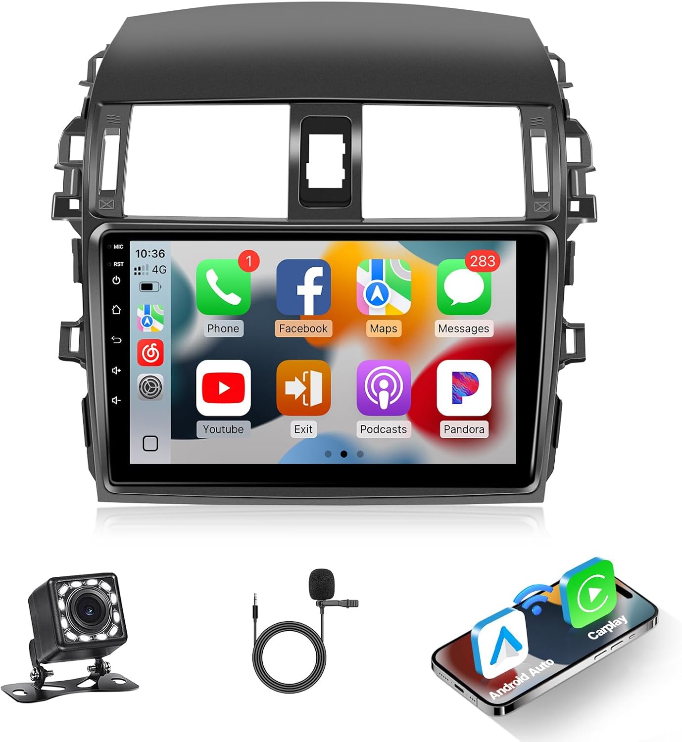 Naifay Fast Boot Linux Car Radio for Toyota Corolla 2009 2010 2011 2012 2013, 9" IPS Touchscreen for Corolla Radio with Wireless Carplay/Android Auto/Bluetooth/FM/Mirrorlink/SWC/Camera/MIC