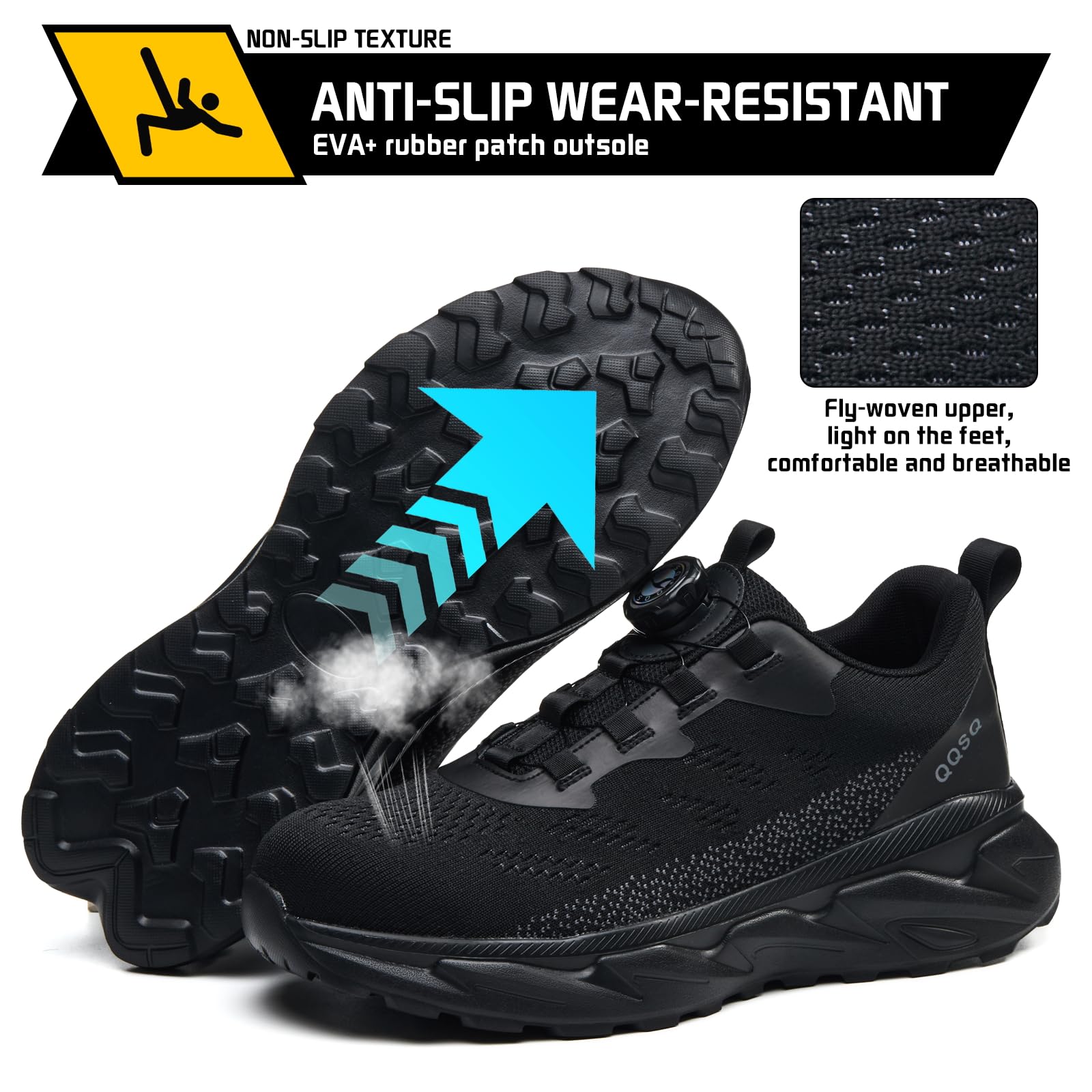 Scarpe Antinfortunistiche Uomo Scarpe da Lavoro Donna Leggere Traspiranti Comode Sneakers Antiscivolo Scarpe Sicurezza con Punta in Acciaio Regolazione Rapida dei Lacc