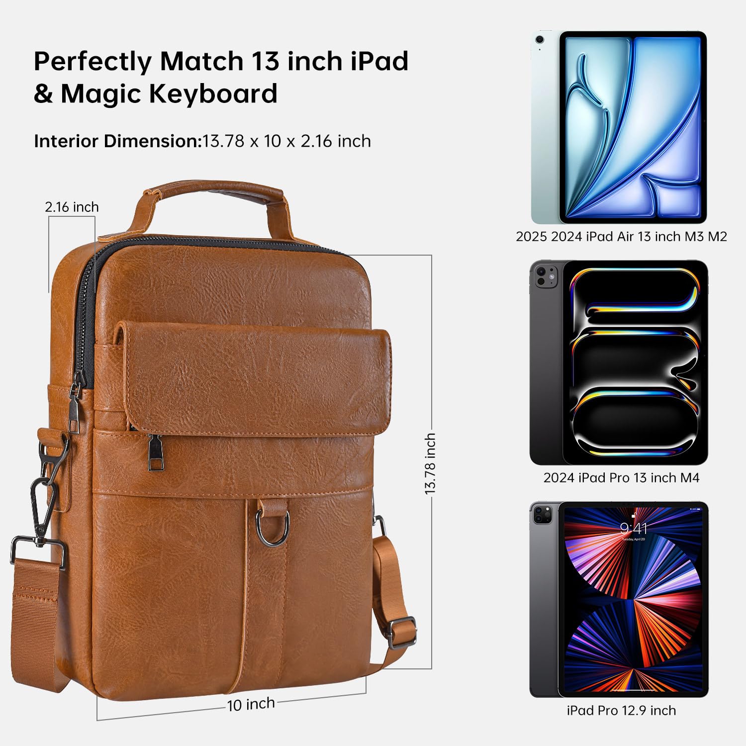 iPad-Tragetasche aus Leder, 27,9 - 33 cm (11 - 1