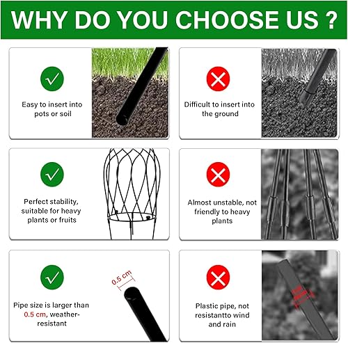 Miniatura 6 de Enrejado de obelisco de metal de 23 pulgadas para plantas trepadoras, diseño de hierro resistente, ideal para rosas al aire libre y enredaderas en