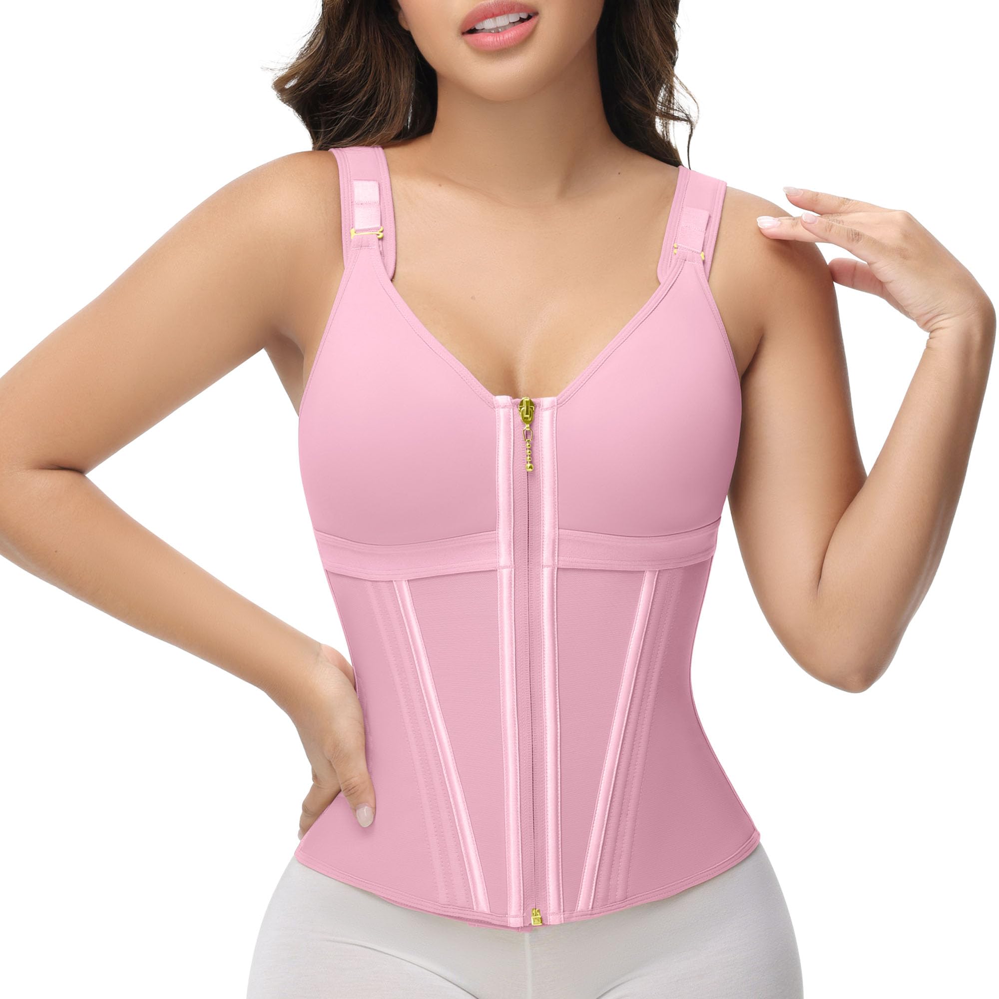 SHAPSHE Corsé de entrenamiento de cintura para mujer, control de abdomen, deportivo, entrenamiento, chaleco moldeador de cuerpo para mujer, posparto, gimnasio, cremallera y ganchos