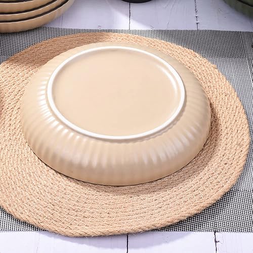 Miniatura 3 de Juego de 4 platos de cerámica para postres, ensaladas, aperitivos, platos llanos de 7 pulgadas, aptos para microondas, horno y lavavajillas, platos