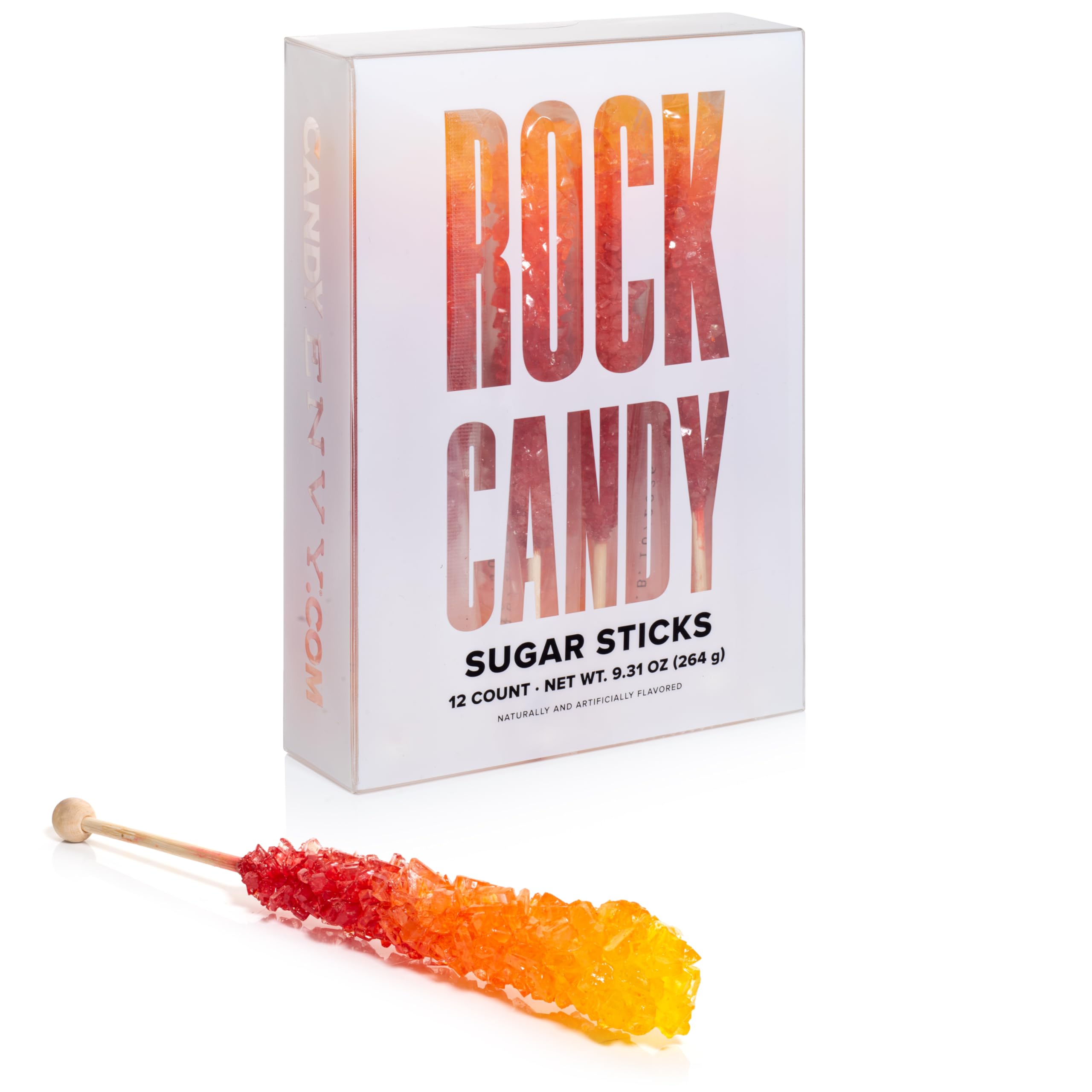 Candy Envy - Lava Rock Candy Sugar Sticks - Cinnamon Flavored - Individually Wrapped Multi-Colored (12 Pack)