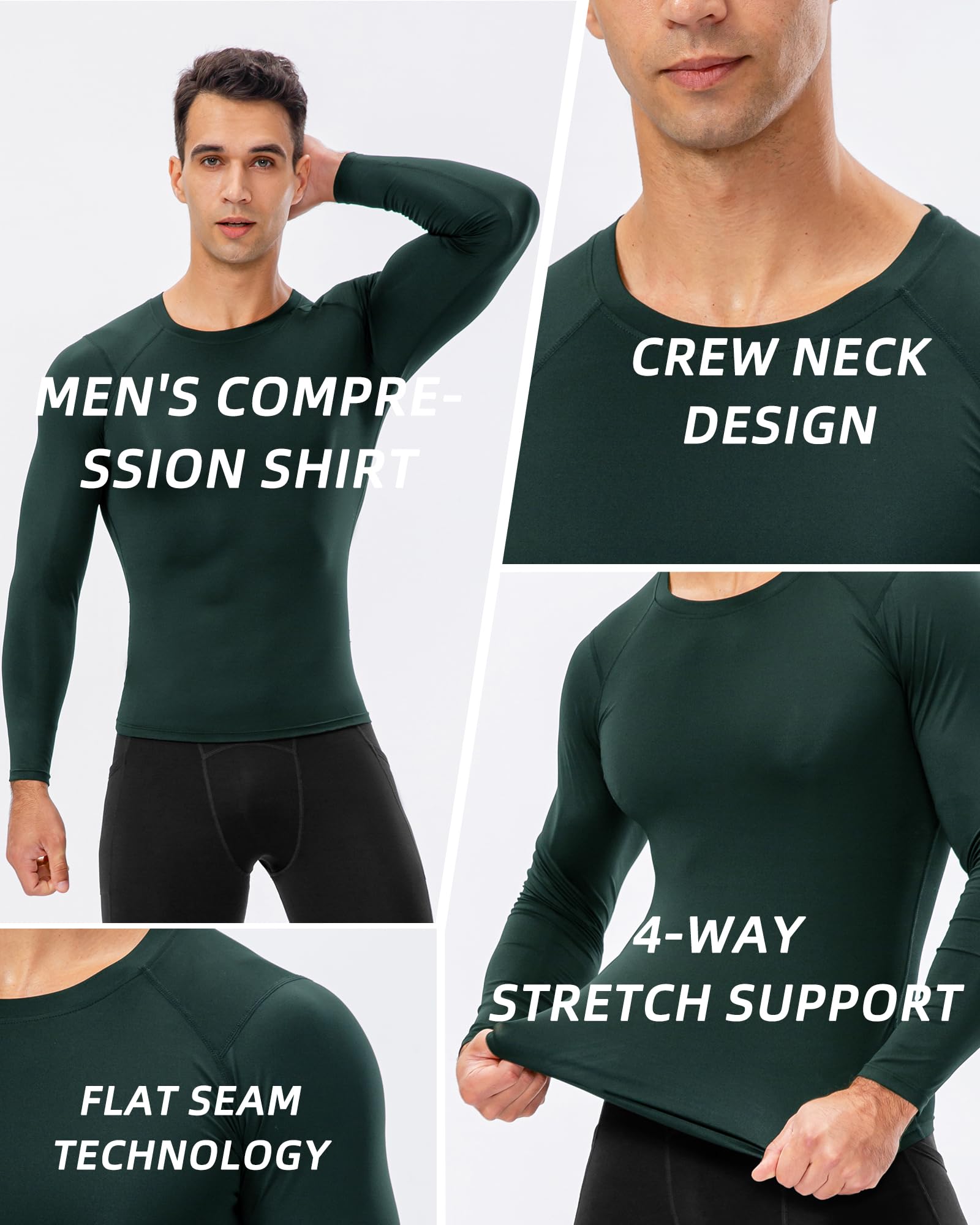 Maillot de compression à manches longues pour homme - Couche de base athlétique pour course à pied, basket-ball, cyclisme