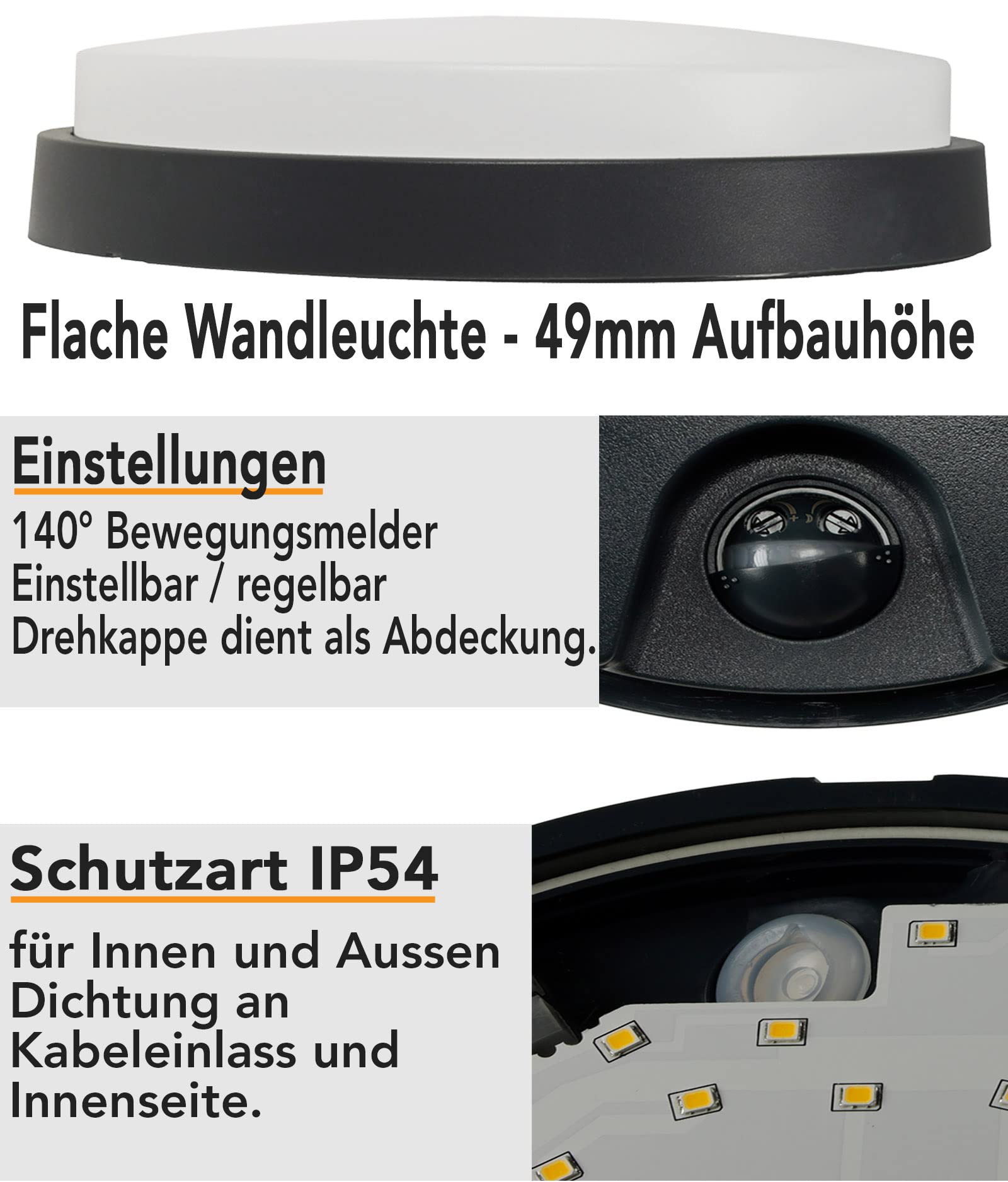ChiliTec Sensore di movimento IP65, montaggio a parete e a soffitto, a