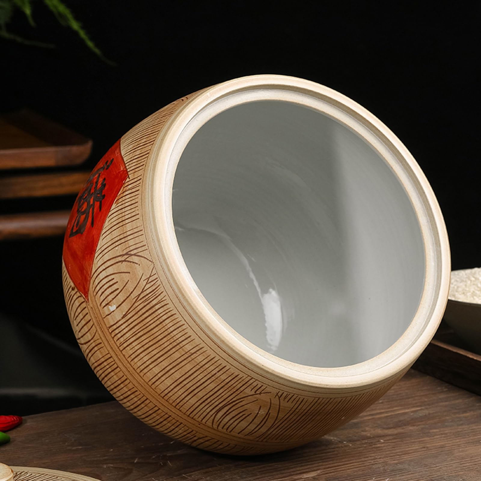 Ceramiczny słoik ryżu, ceramiczny pojemnik ryżowy, słoik dekoracyjny, ceramiczne pojemniki na kubełko ryżowe do przechowywania, do ryżu, mąki, jedzenia