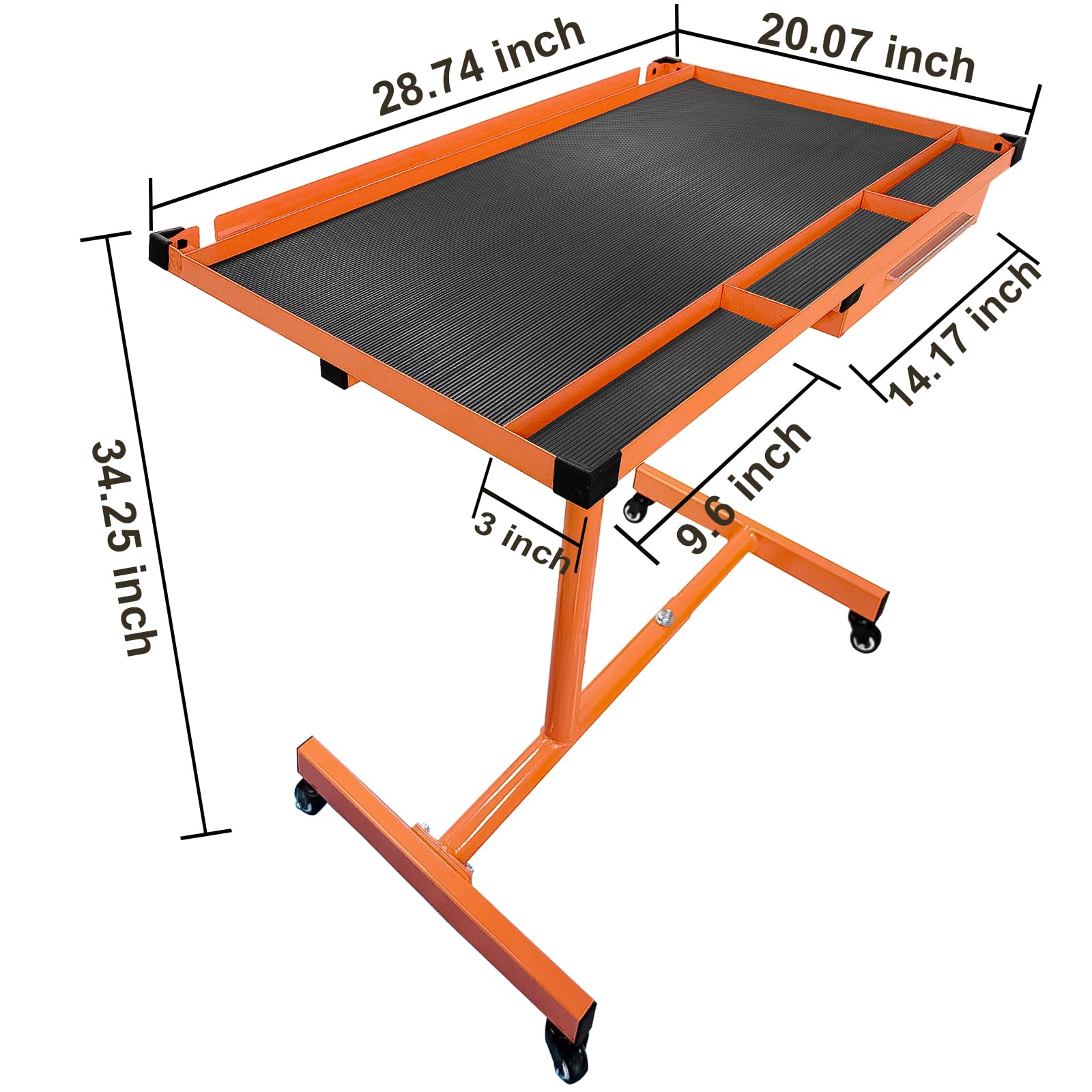AAIN Heavy Duty Rolling Work Table With Drawer - 220 Lb Capacity, Adjustable Height