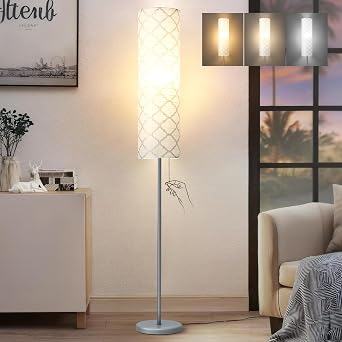 GyroVu Floor Lamp for Living Room, 65  Standing Lamp Tall Lamps for Bedroom with Paper Lampshade Color Temperatures Floor Light for Living RoomBulb Included [Energy Class A]