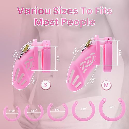 Miniatura 2 de Jaula de castidad con cinturón de castidad, jaula de silicona para pene y correa, dispositivos de castidad masculina, 5 anillos de sujeción para