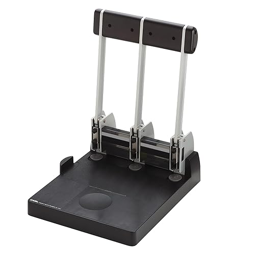 Miniatura 3 de CARL, XHC-150N, perforador de papel resistente de 3 agujeros, capacidad de 150 hojas, negro y plateado
