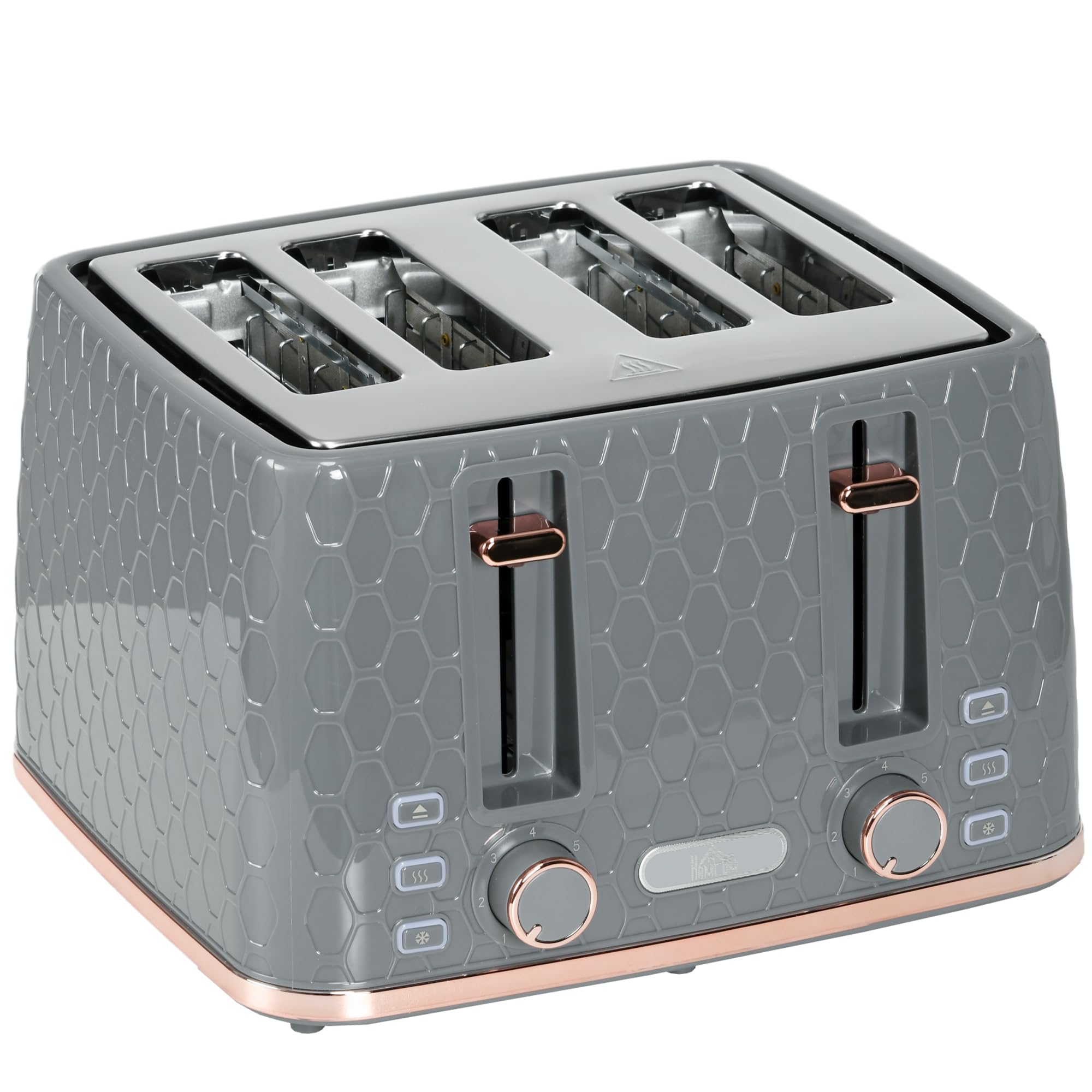 HOMCOM 4 Slice Toaster with 7 Browning Levels, High Lift, 1600W, Grey — image 1