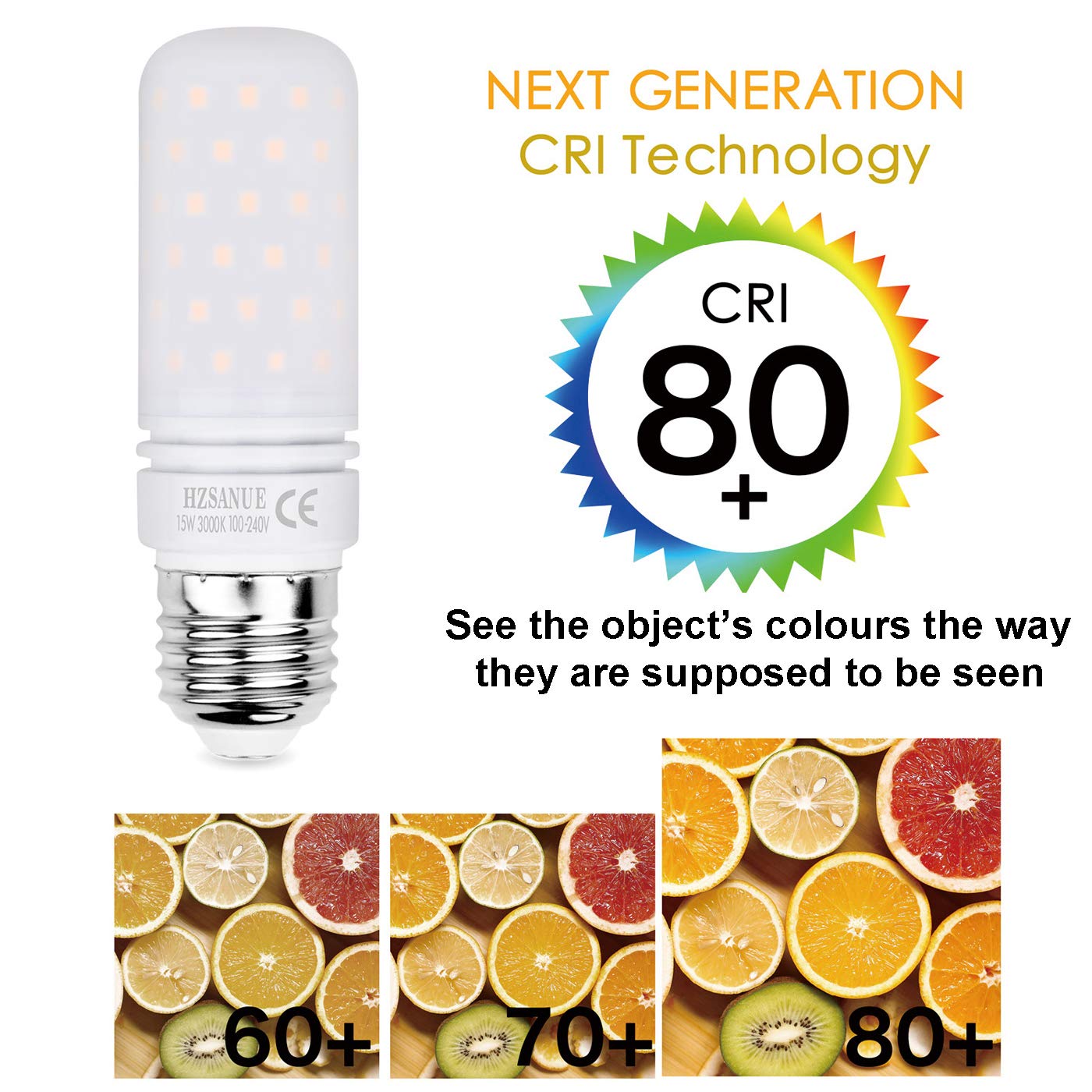 HZSANUE Led Light Bulbs 15W, 120W Incandescent Bulbs Equivalent, 1500Lm, 3000K Warm White, E27 Large Edison Screw Corn Bulbs, Pack of 4 - Image 4