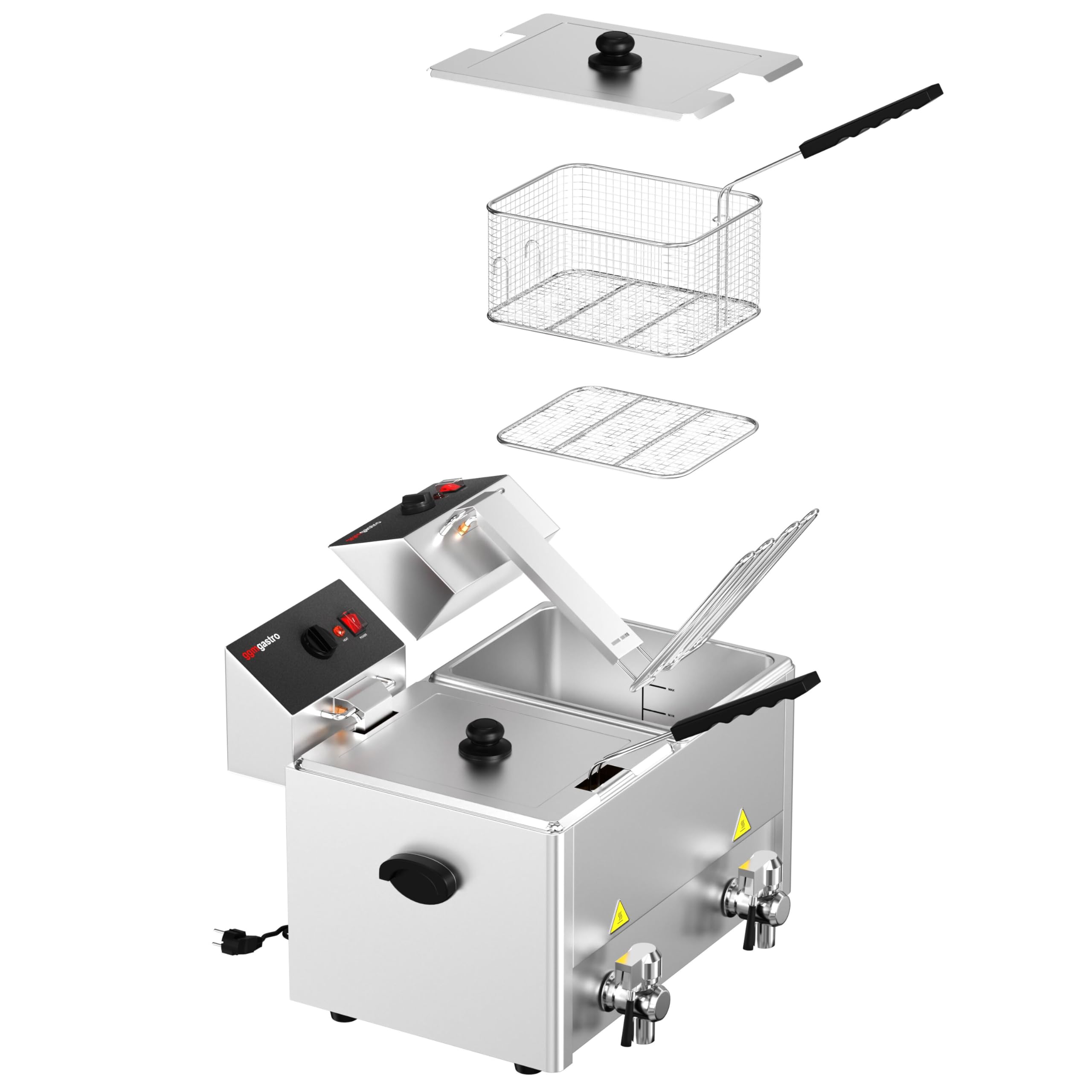 GGM Gastro Elektro Doppelfritteuse 2x8L 6,5kW | Ideal für den Dauereinsatz, hochwertige Edelstahlkonstruktion, schnelle Reinigung, hohe Standfestigkeit, komfortabel