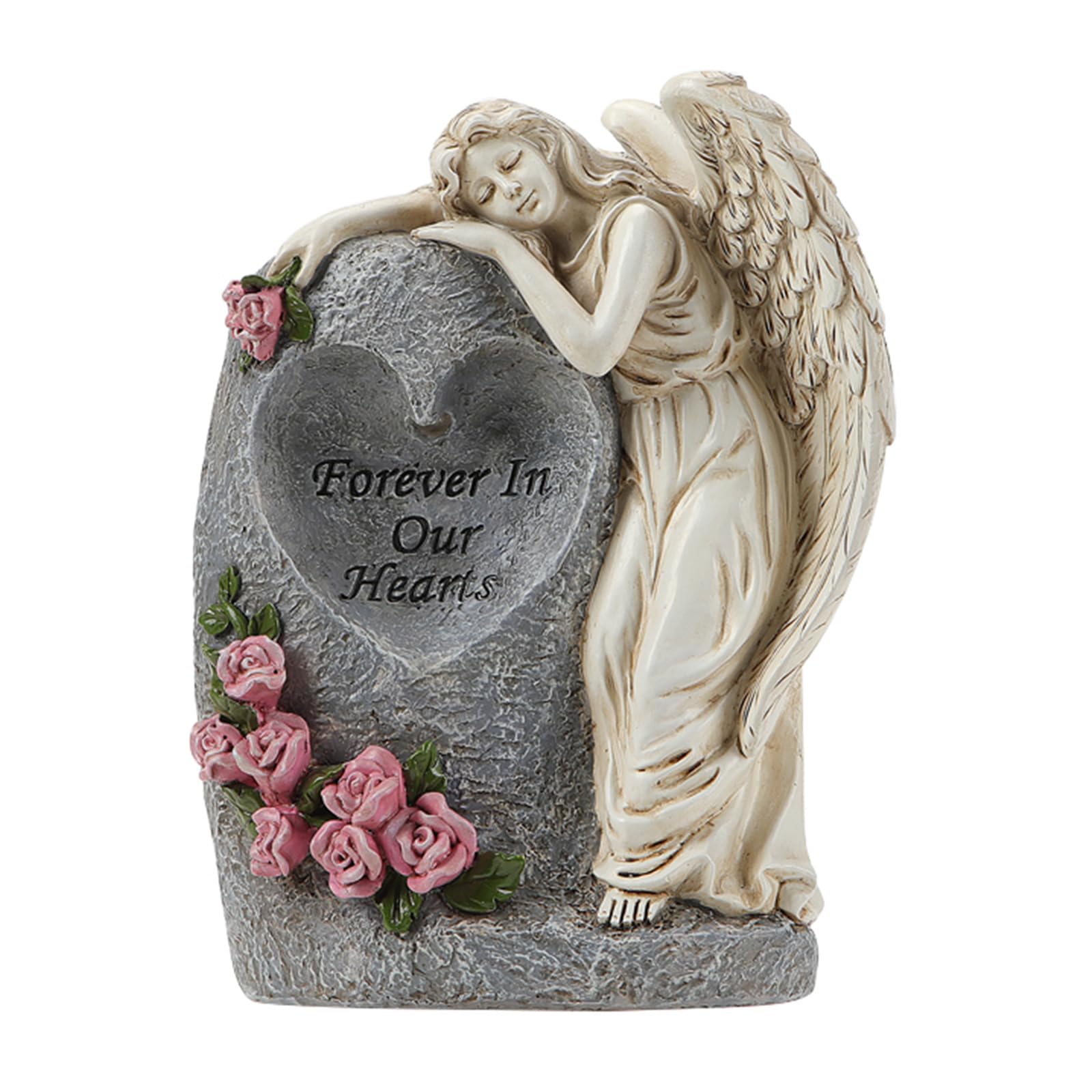 Vase en résine ange solaire stable avec piques pour éviter les chutes au cimetière et jardin