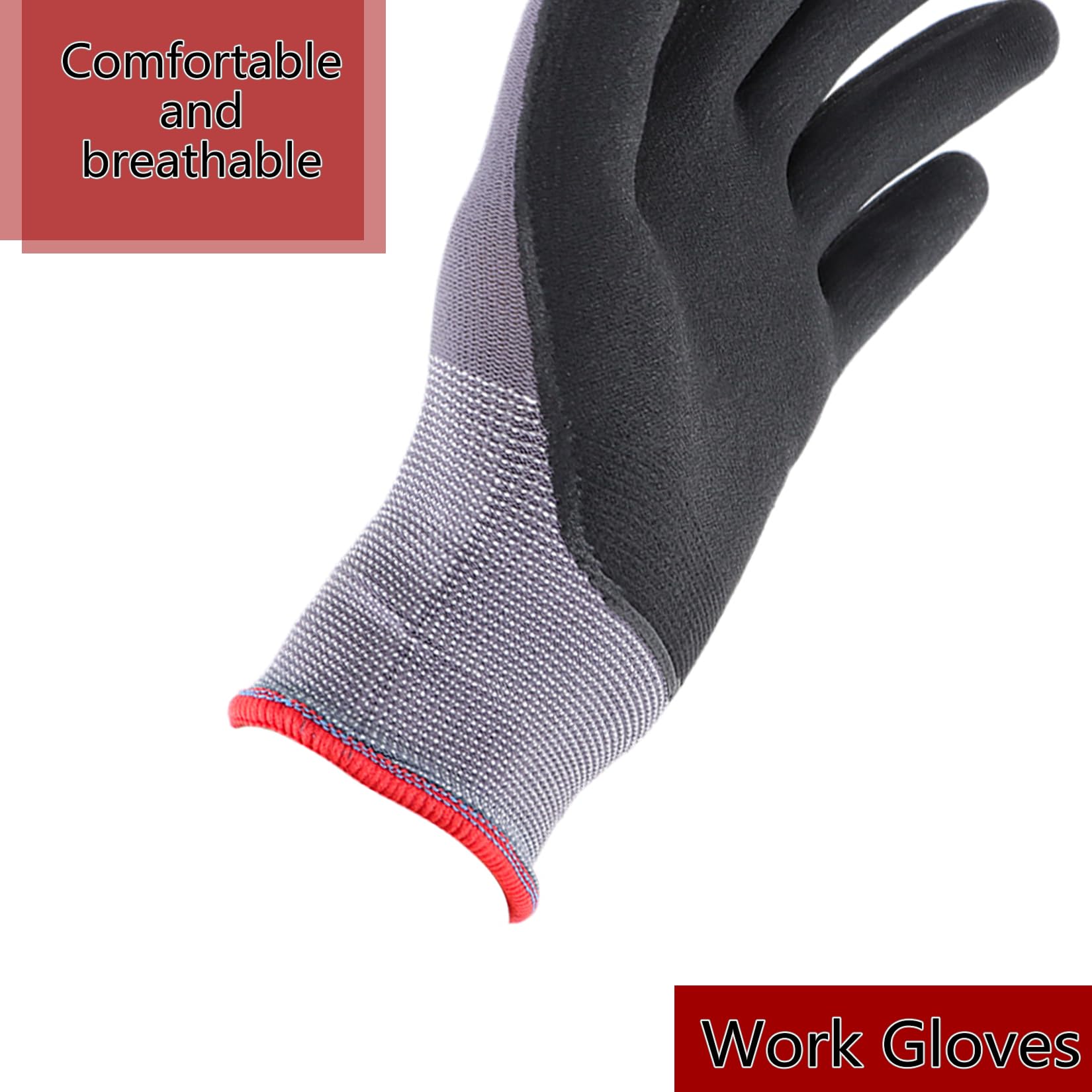 6 Paar mittelgroße Arbeitshandschuhe, Nahtlose Strickhandschuhe, Gartenhandschuhe für Damen und Herren, geeignet für Lagerhaltung und Logistik, Baustellen, Gartenbau und Pflanzarbeiten