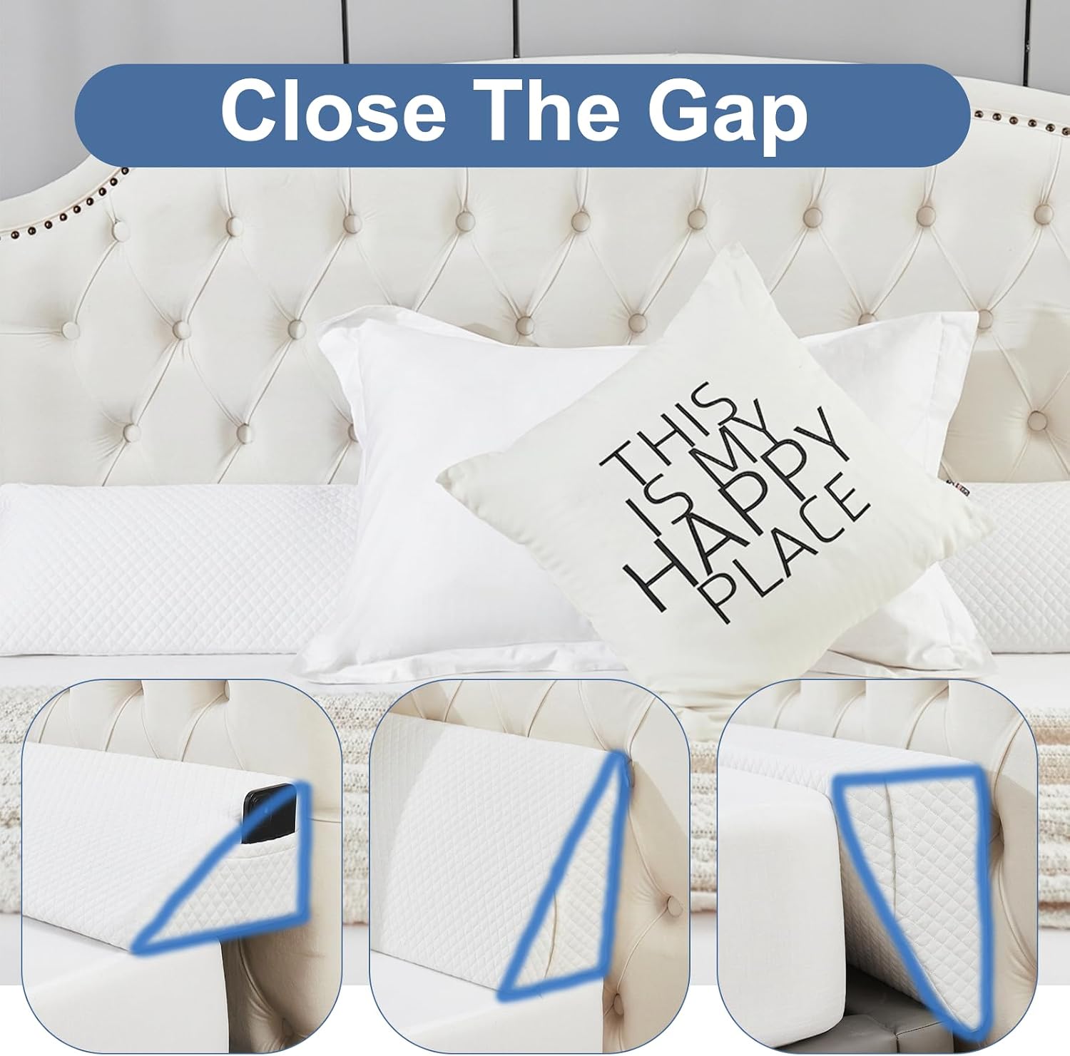 Queen Bed Wedge Pillow for Headboard, 60x10x6 inch