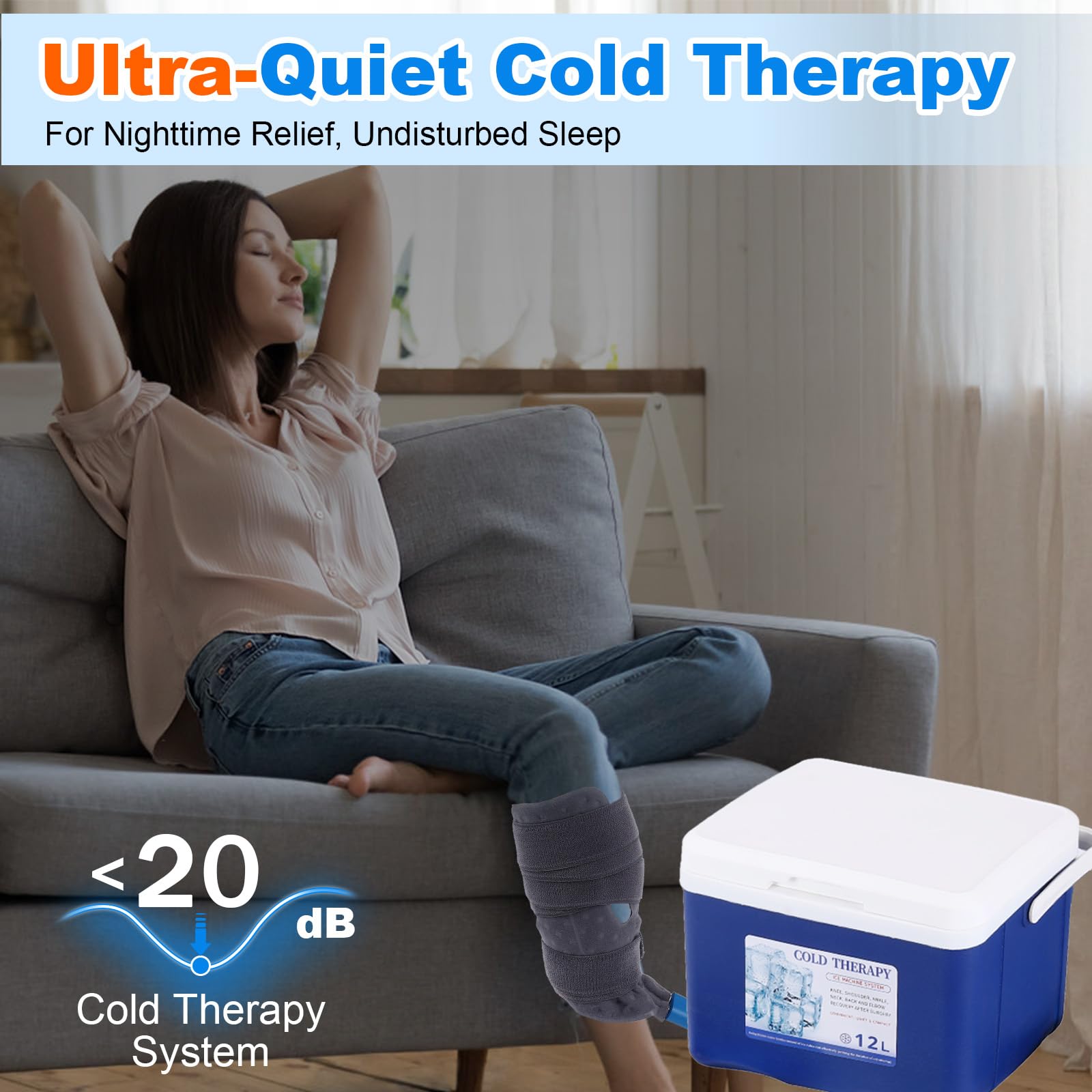 Máquina de terapia de frío, sistema de congelación de crioterapia para reemplazo de rodilla, máquina de hielo con almohadilla universal para rodilla, espalda, pierna y cadera