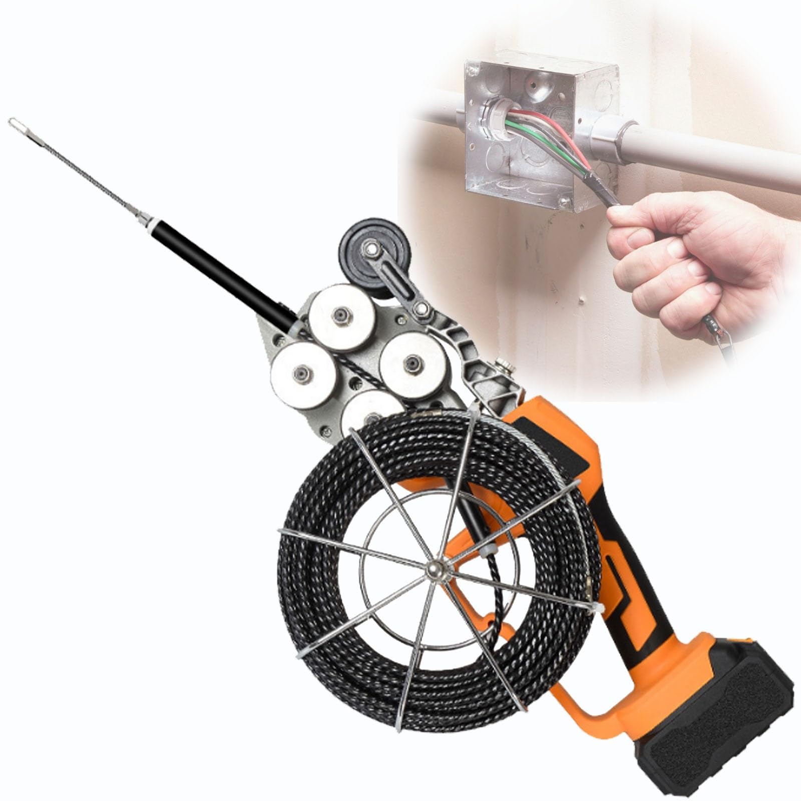 Filo elettrico senza fili, estrattore per cavi, estrattore di cavi in avanti per condotto, strumento di estrazione efficiente per inserimento cavi, 2 velocità