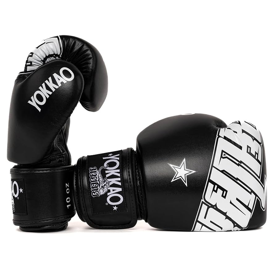 YOKKAO Design Boxing Gloves Lettering Black -12oz, Fight