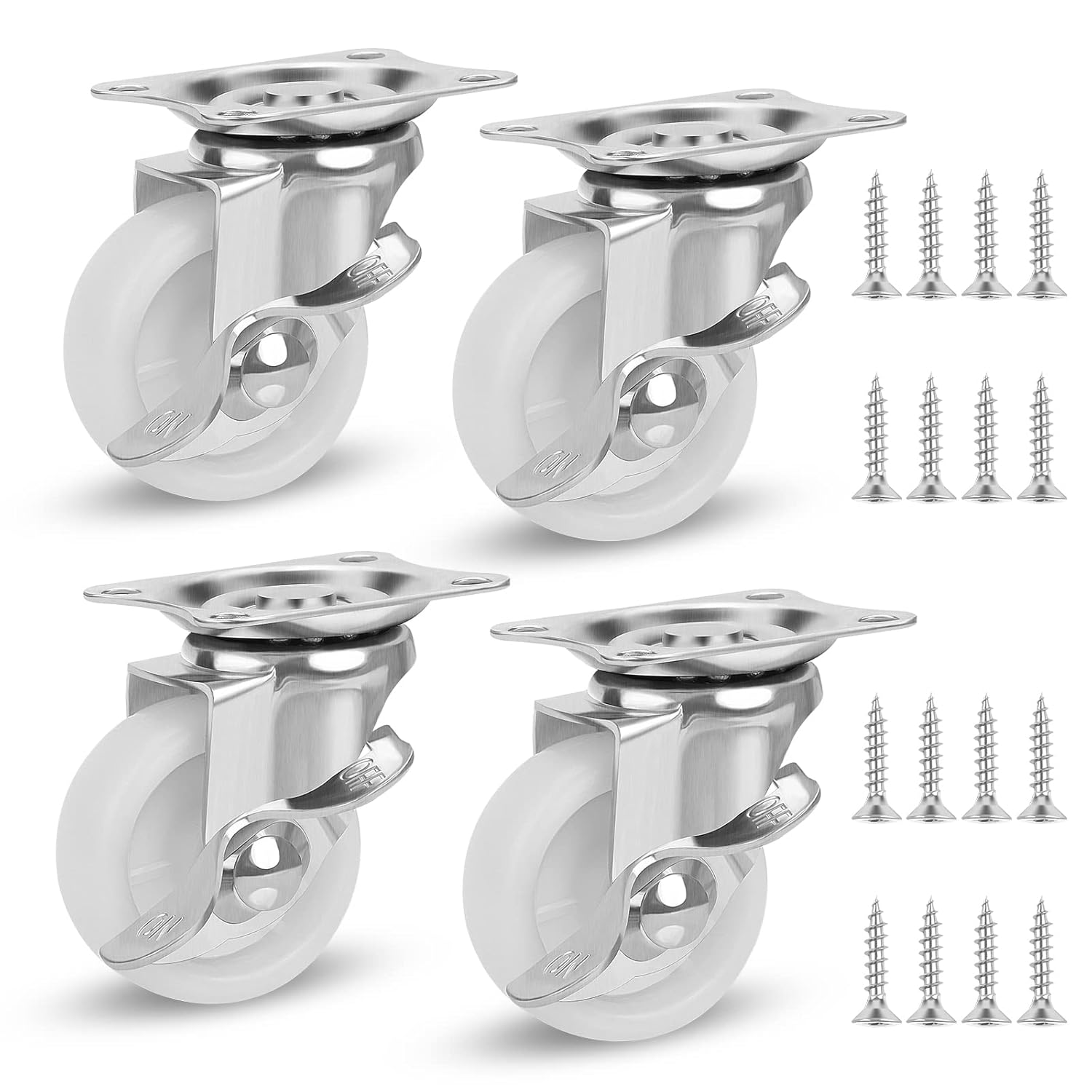 HXC Heavy Duty Castor Wheels 4PCS, Furniture Moving Wheels with Brakes