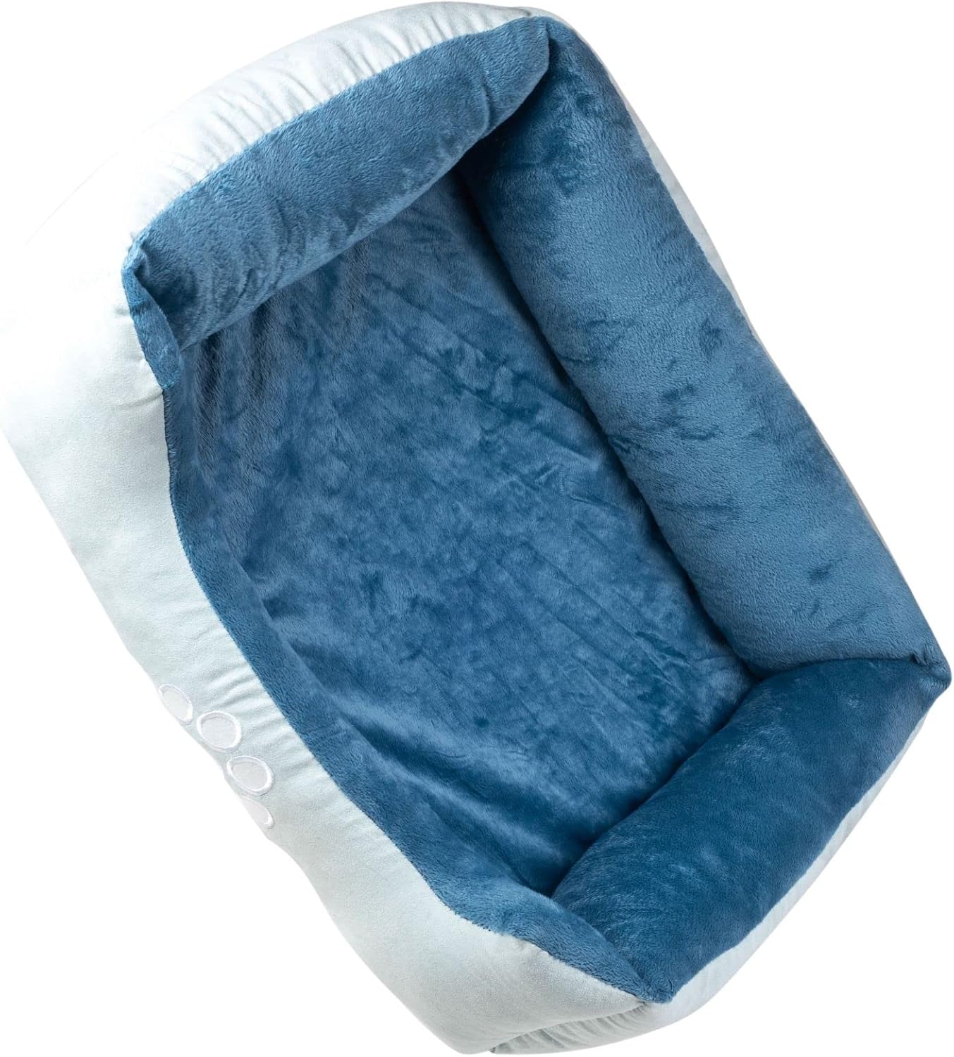 Long Rich Orthopedic rectangle bolster Pet Bed,Dog Bed, Medium 25x21 inches Blue, by Happycare Textiles, Blue with Orthopedic insert. (HCT-ORT-BLUE)
