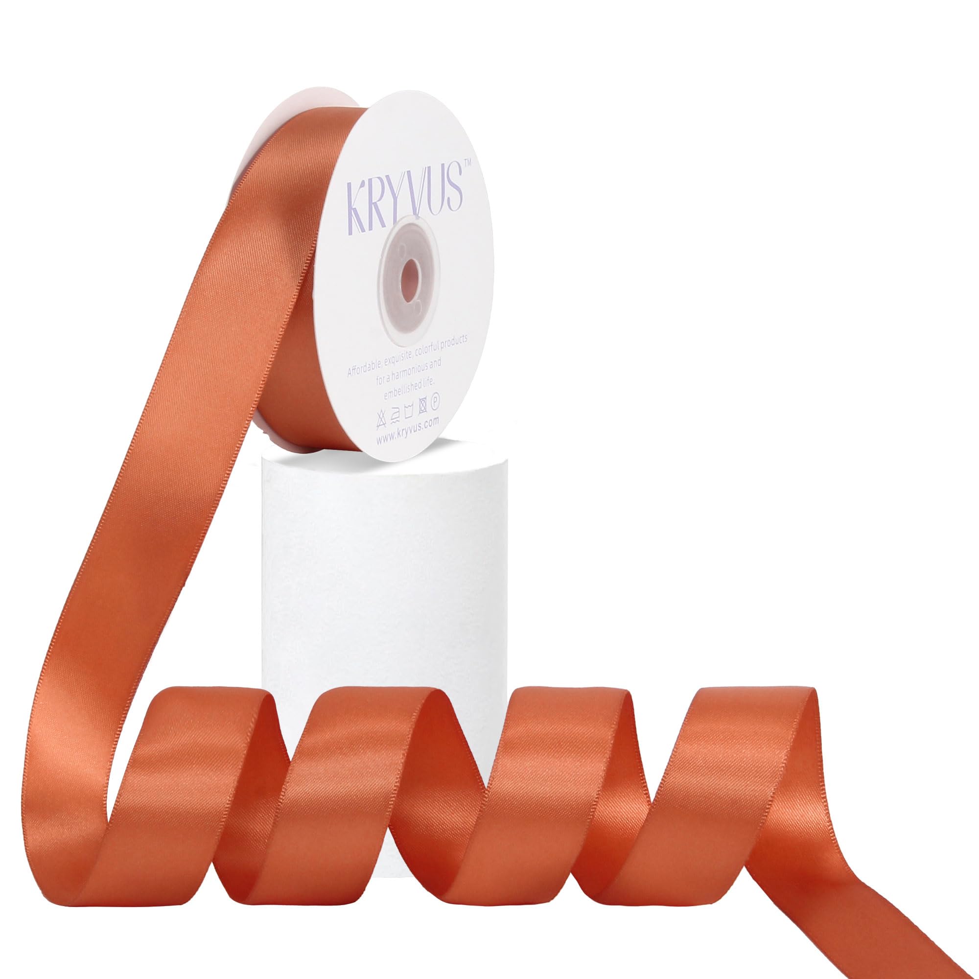 Kryvus Copper Satin Ribbon, Double Faced 1 Inch X 25 Yards Copper Ribbon, Premium Satin Ribbon for Gift Wrapping, Crafts, Hair Bow Making, Sewing,