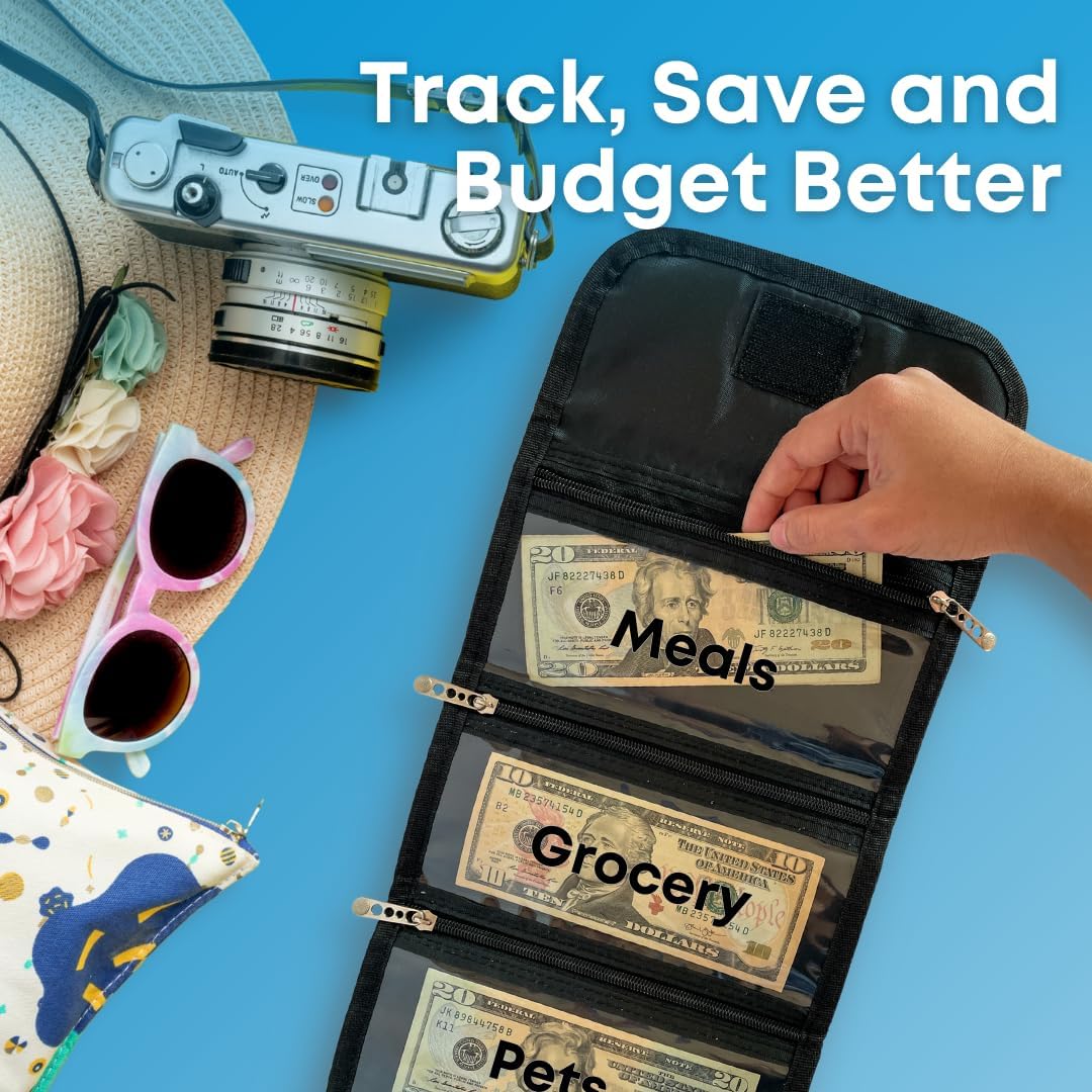 Money Organizer for Cash with 4 Zippered Pockets - Cash Wallet - Foreign Currency Organizer - Passport Storage Holder - Organizador de Dinero - Money Bag for Bills and Coins - Prism - Image 6