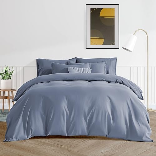 Miniatura 2 de SONIVE Juego de funda de edredón súper suave y transpirable, microfibra de doble cepillado de 3 piezas con cierre de cremallera, 8 lazos en las
