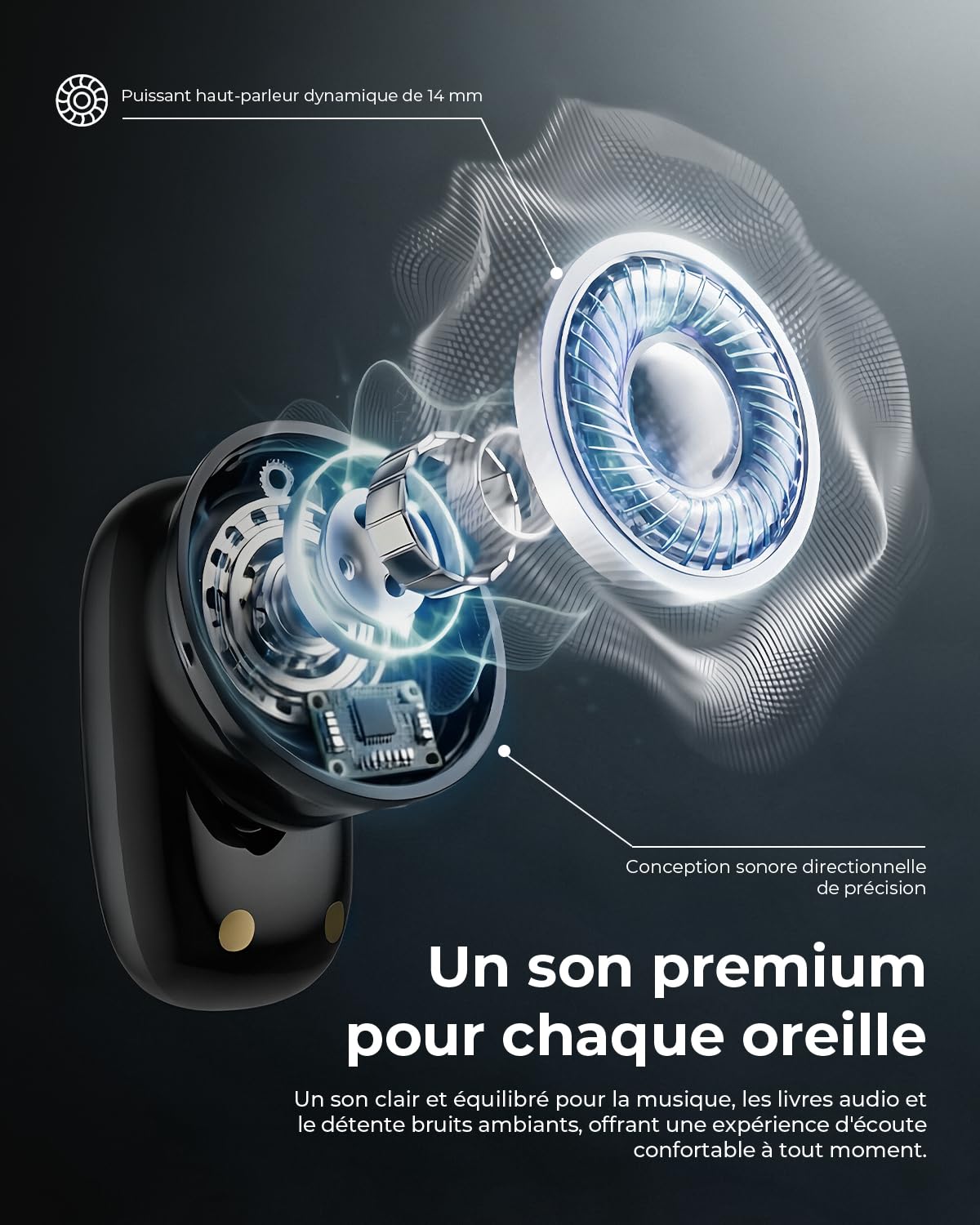NE75 Écouteur Traducteur Instantané IA 165 Langues 6 Modes | Écouteurs Bluetooth Sans Fil avec Réduction de Bruit ANC et 40H Batterie, pour Voyage Affaires et Apprentissage, Noir