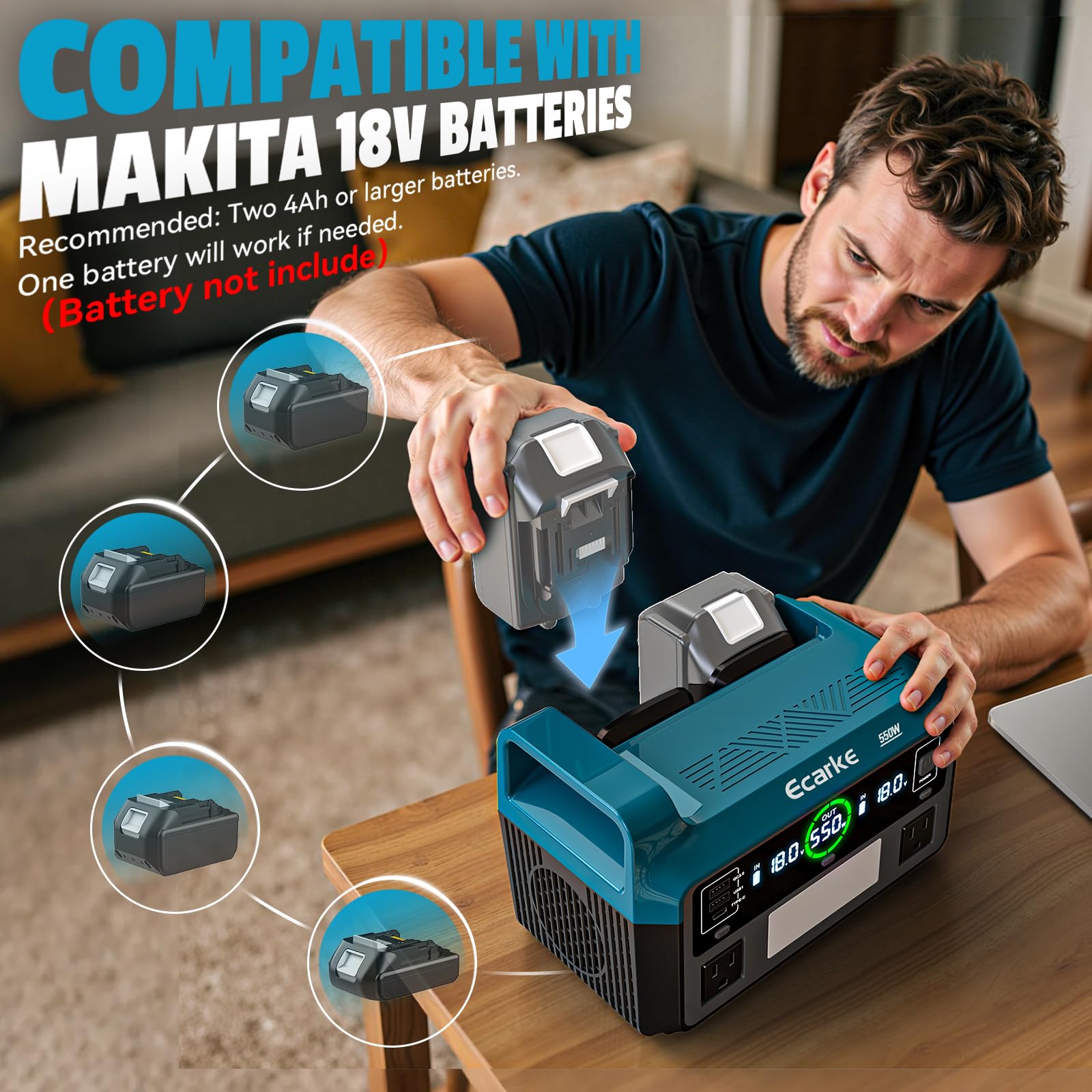 Amazon.co.jp: 550W ポータブルパワーインバーター マキタ18V 