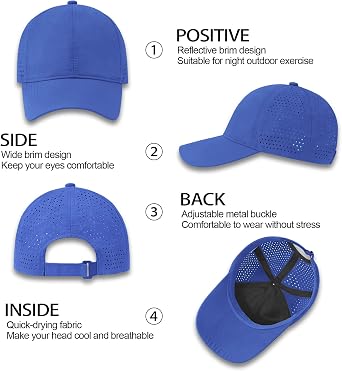 Baynetin Men's Quick Dry Baseball Cap, Breathable Ultralight Mesh Sports Hat, UPF 50+ Adjustable Travel Summer Cap