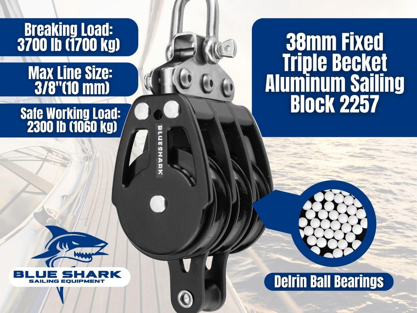 Harken 45mm Triple Element Block w/Swivel & Becket