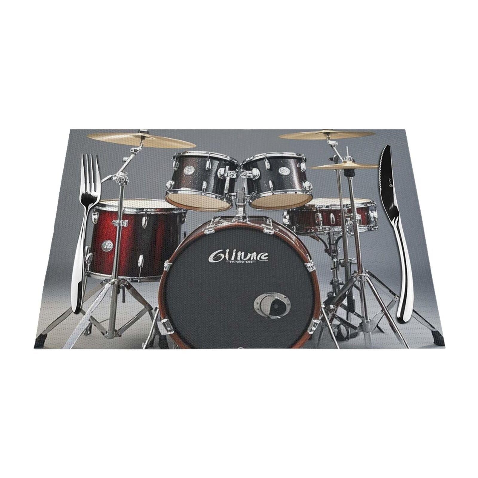 Placemats Set of 6 PCS Heat Resistant Non-Slip Place Mats for Dining Table Drum Set Placemats Wipeable Washable PVC Weave Table Mats for Party Kitchen Dining Decor