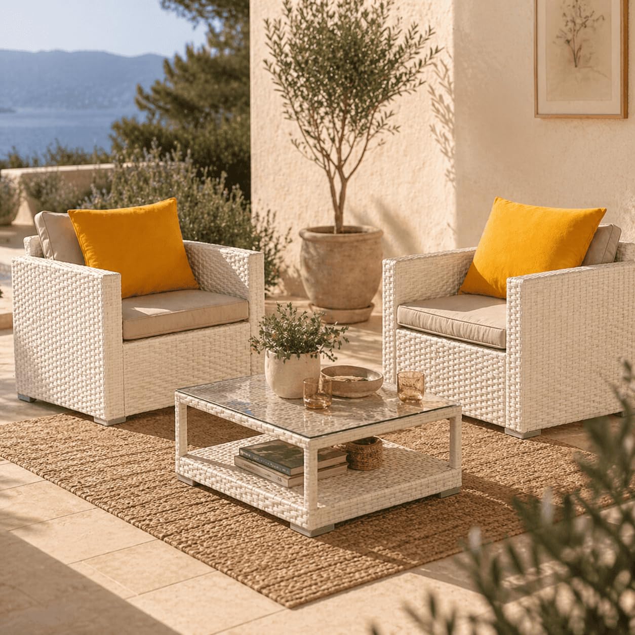 Dekoratives Kissen, abnehmbarer Bezug, 45 x 45 cm aus Polyester, Dekokissen mit waschbarem Bezug und Reißverschluss, ideal für Sofa, Terrasse und Garten (Ockergelb)
