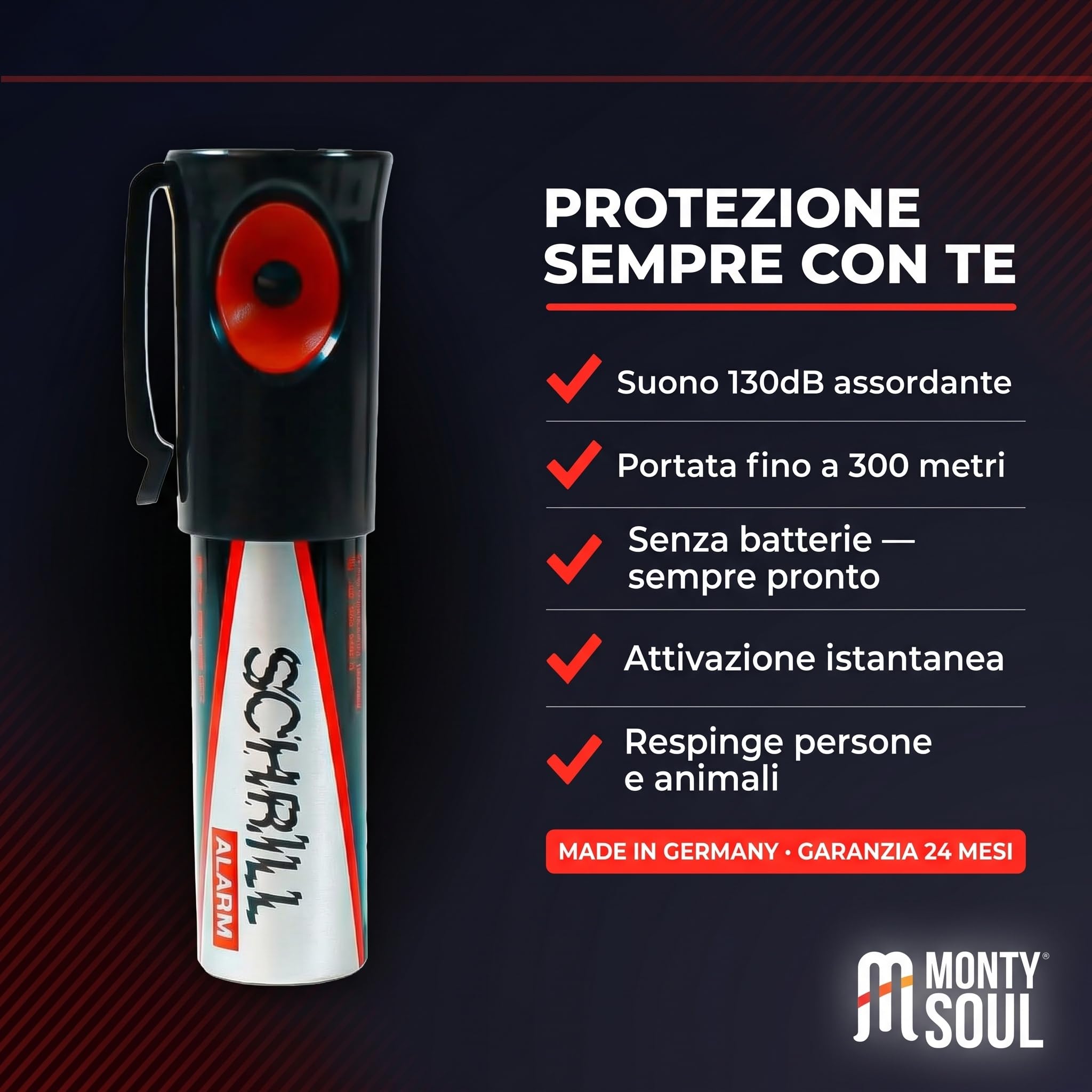 Przenośne urządzenie zabezpieczające bez baterii - ochrona osobista przed złośliwymi osobami i niebezpiecznymi zwierzętami - sytuacje awaryjne i samoobrona - Made in Germany (1)
