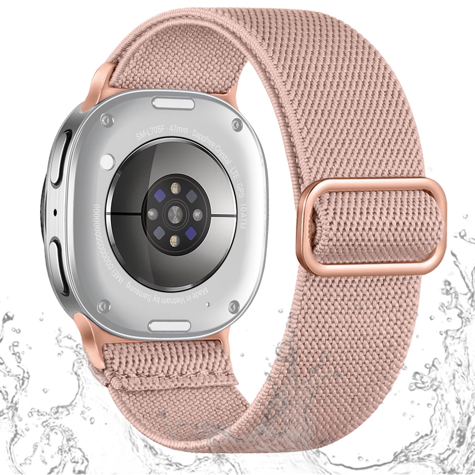 Oielai Nylon Band Kompatibel mit Samsung Galaxy Watch 8 Armband 40mm 44mm für Damen Herren, Wasserfester Elastischer Sportarmband für Galaxy Watch 8 Classic Armband 46mm, Rosa