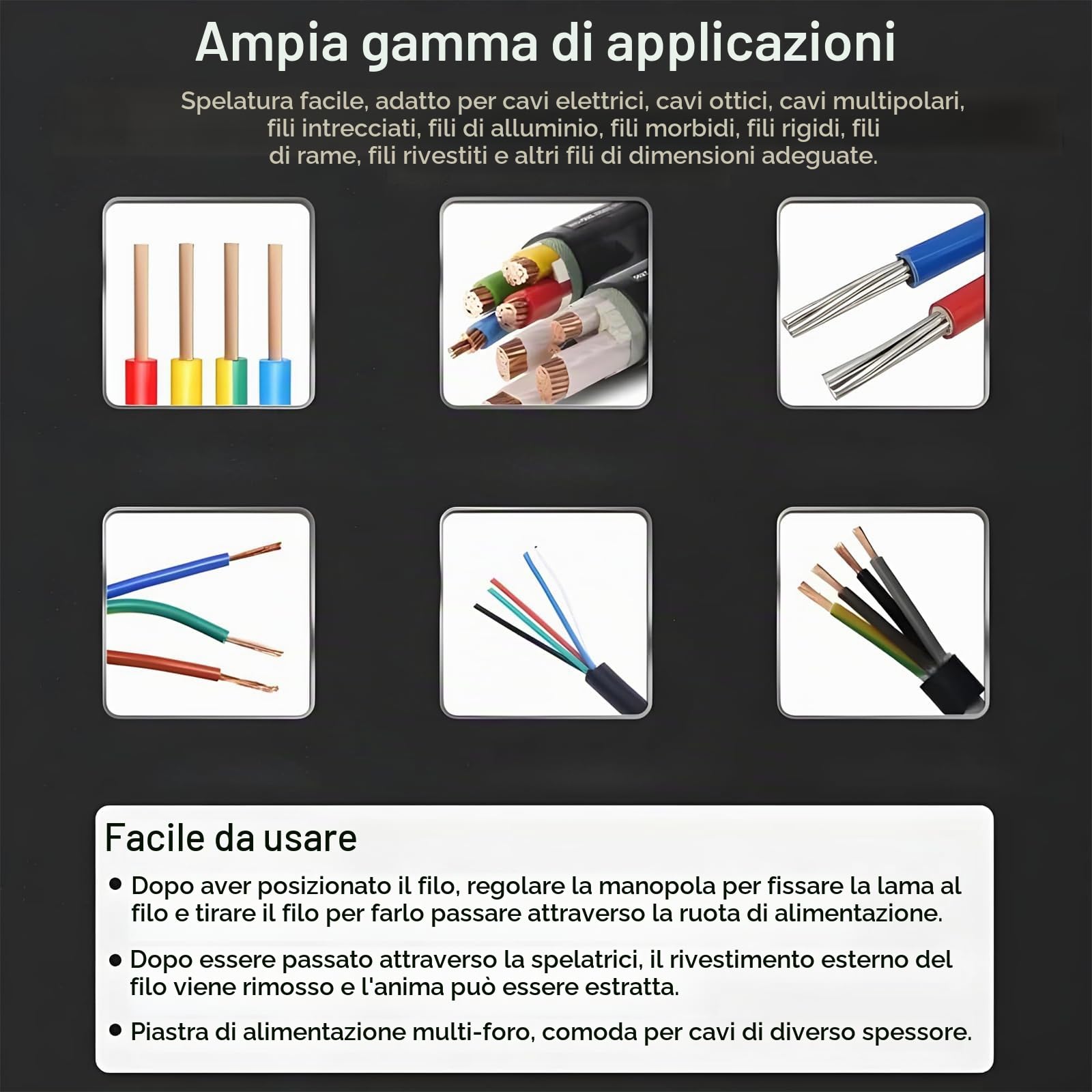 Macchina Spellacavi Elettrici, Spelacavi Elettrica Manuale, Pinza Spelafili Elettrico Manovella da 1-25 mm, Strumento Spellafili, Sguainacavi per Riciclaggio dei Rifiuti di Rame Riciclare Filo