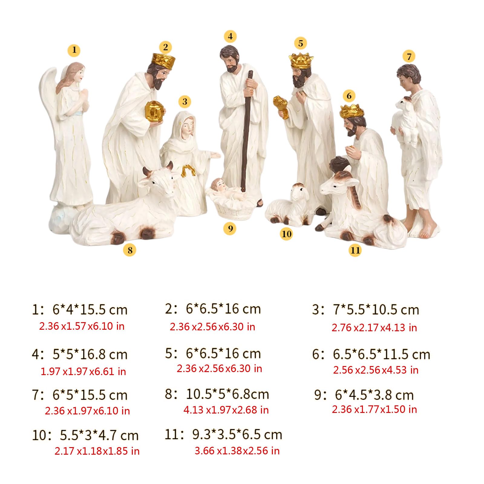 Statua in resina per presepe della Sacra Famiglia, ornamento natalizio da tavolo con stalla e mangiatoia per casa, vacanze, presepe natalizio